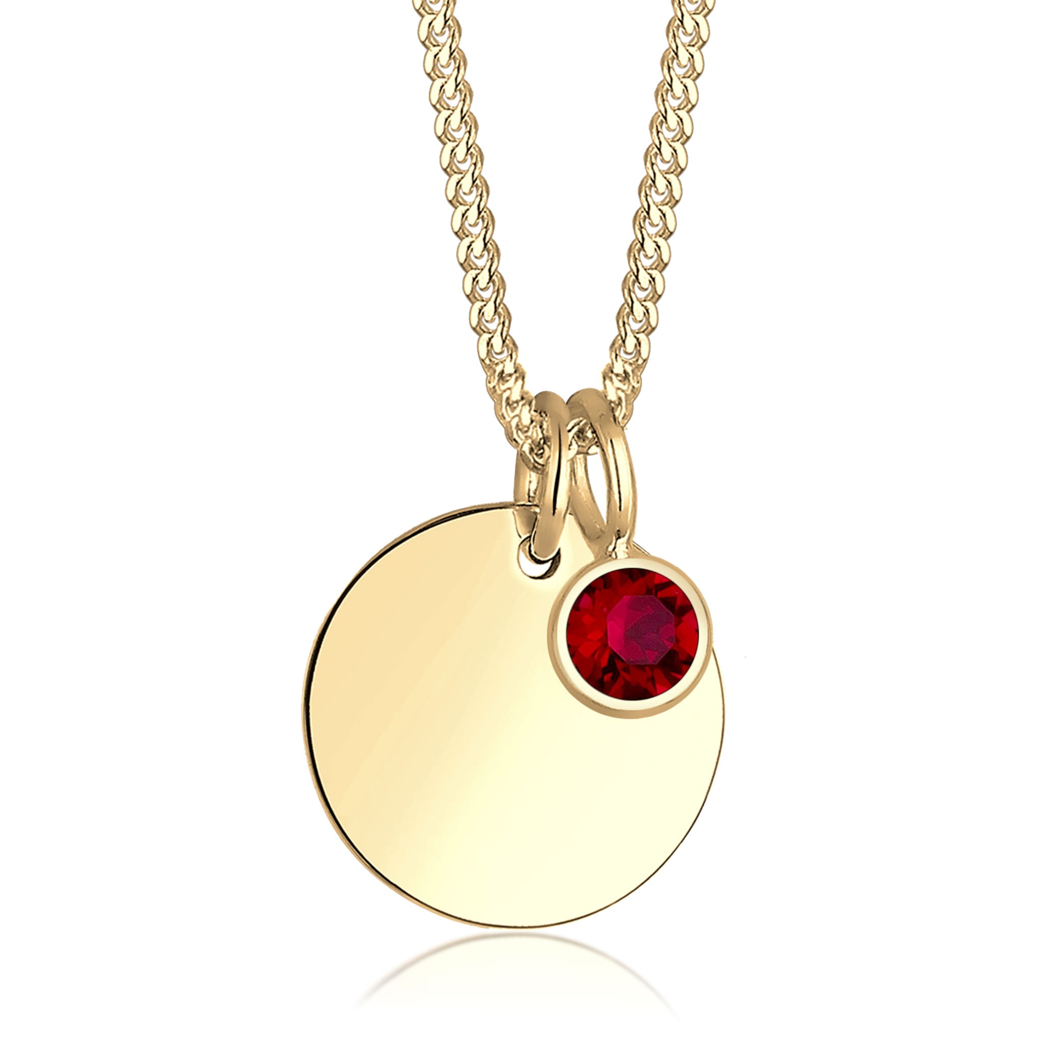 Dark Red Bhirtstone engravable Pink Crystal 925 Sterling Silver Gold Plated