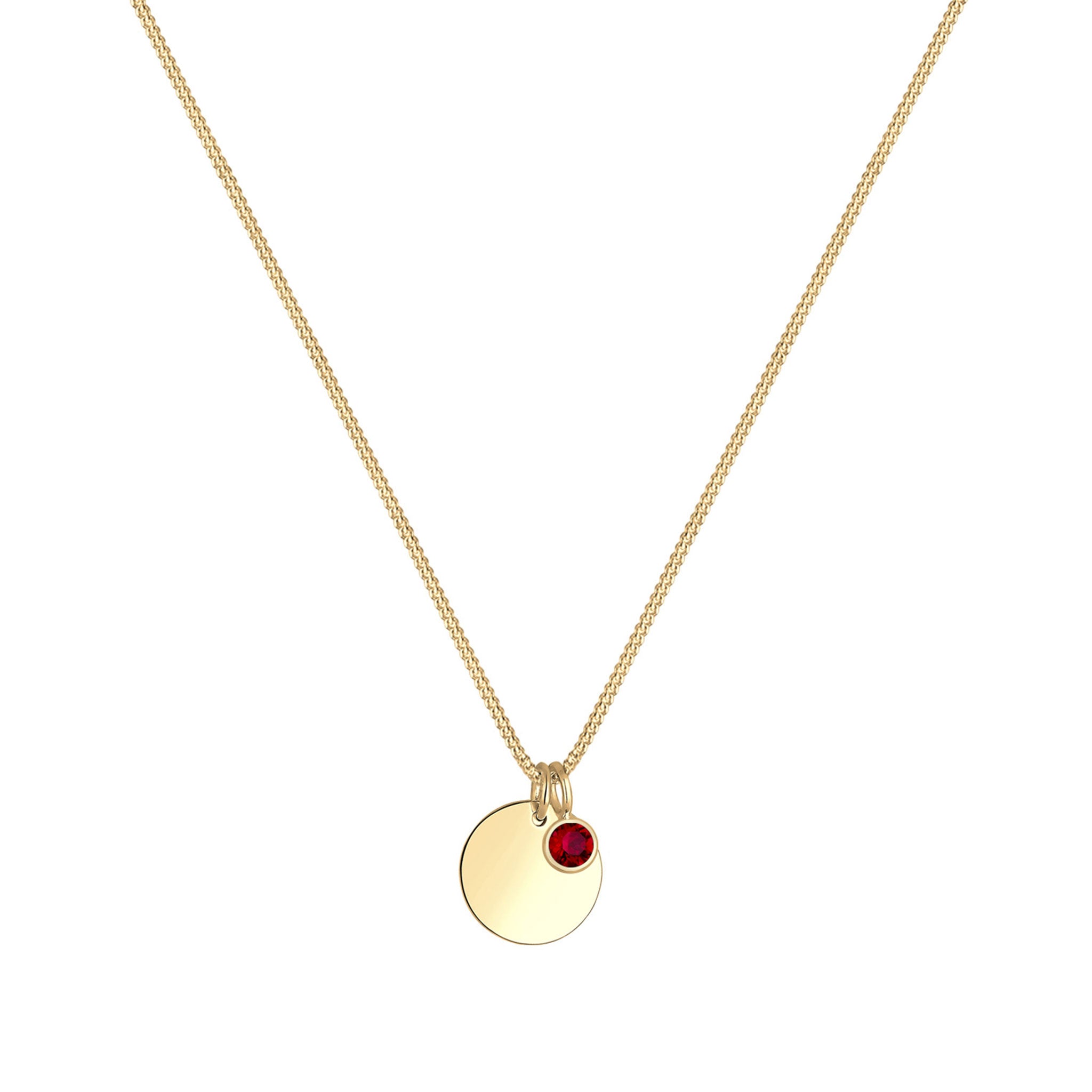 Dark Red Bhirtstone engravable Pink Crystal 925 Sterling Silver Gold Plated