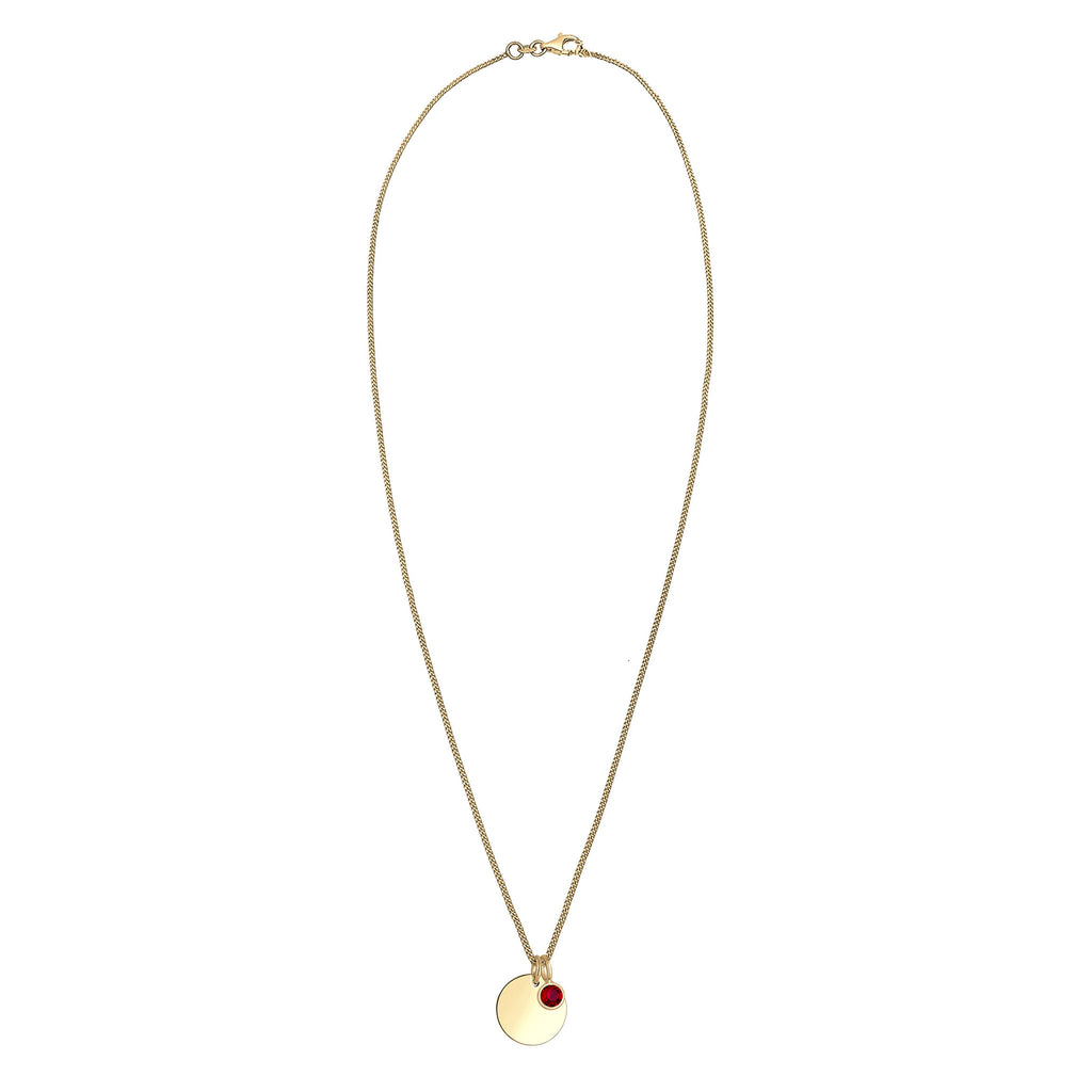 Dark Red Bhirtstone engravable Pink Crystal 925 Sterling Silver Gold Plated