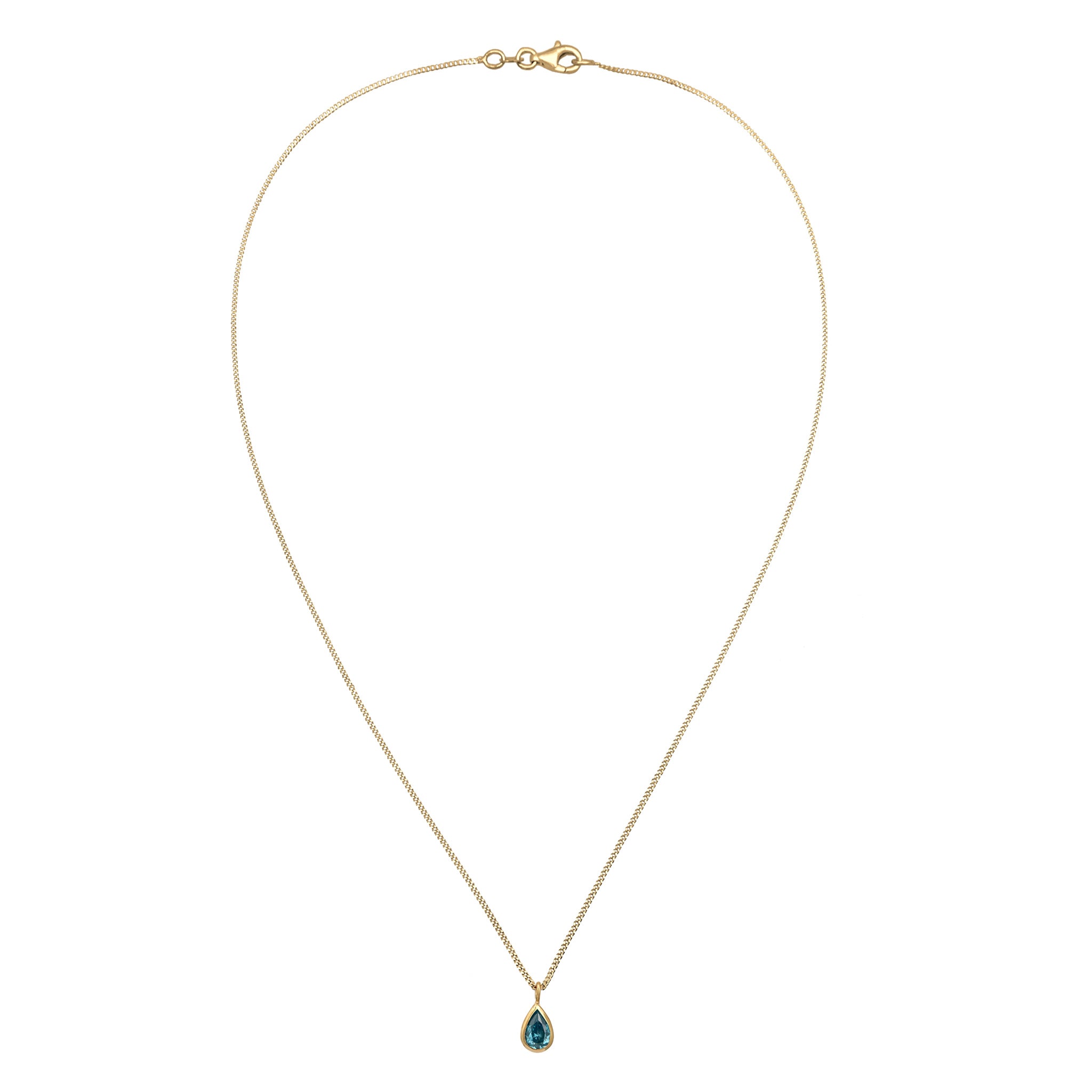 Light Blue Perhiasan Wanita Perak Asli Lapis Emas Kalung Drop Light Blue Zirconia