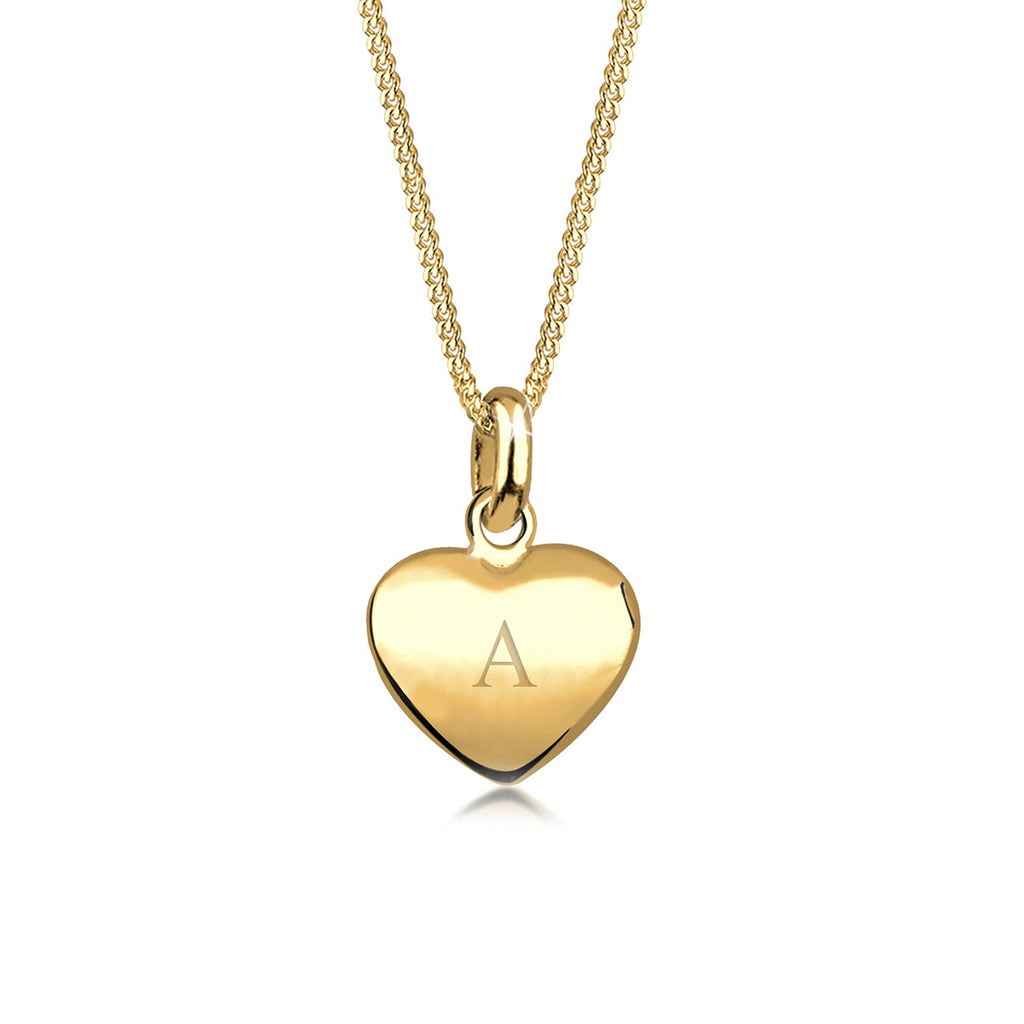 Necklace Engravable Heart Fine Chain 925 Sterling Silver Gold Plated