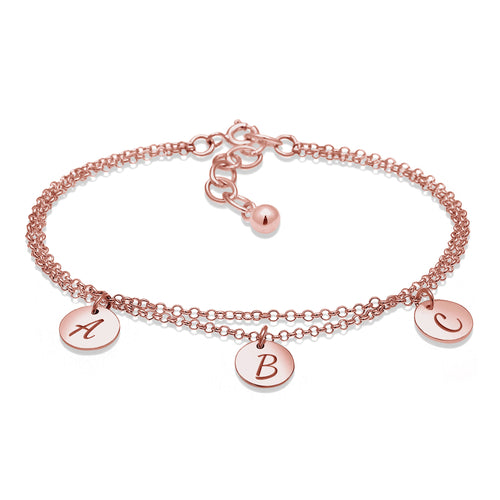 Rosegold Ladies Layer Circle Plate Basic Minimal Adjustable in 925 Sterling Silver