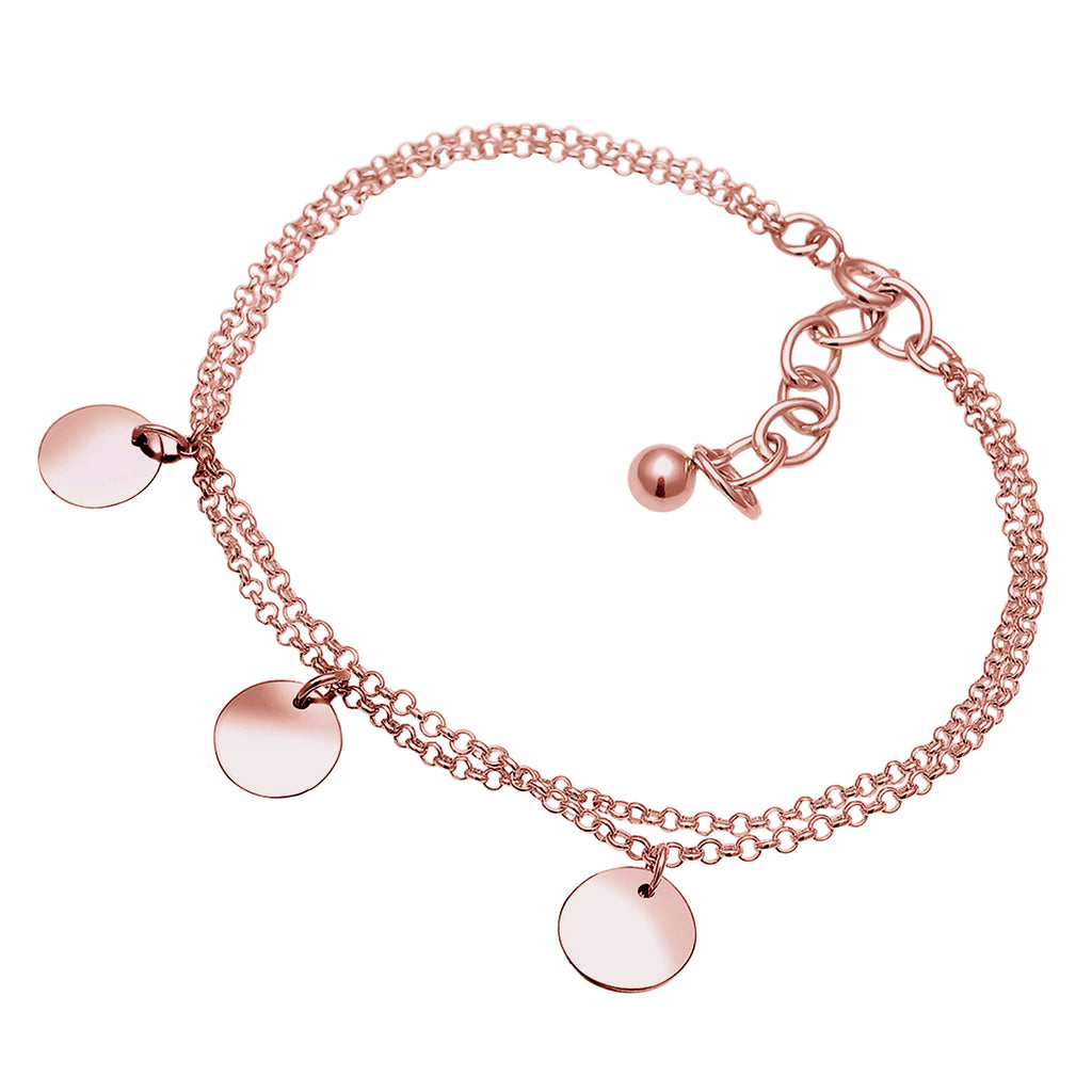 Rosegold Ladies Layer Circle Plate Basic Minimal Adjustable in 925 Sterling Silver