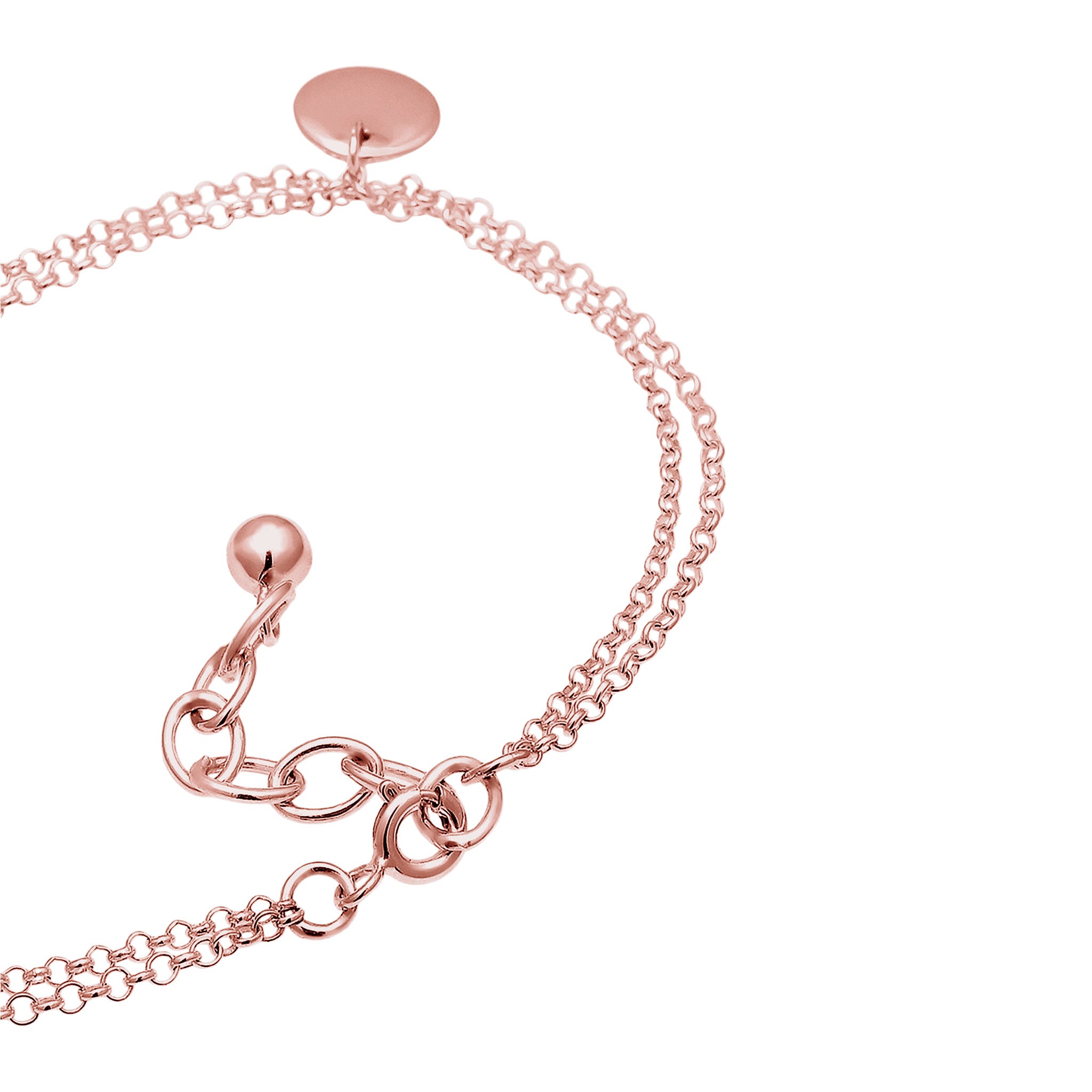 Rosegold Ladies Layer Circle Plate Basic Minimal Adjustable in 925 Sterling Silver