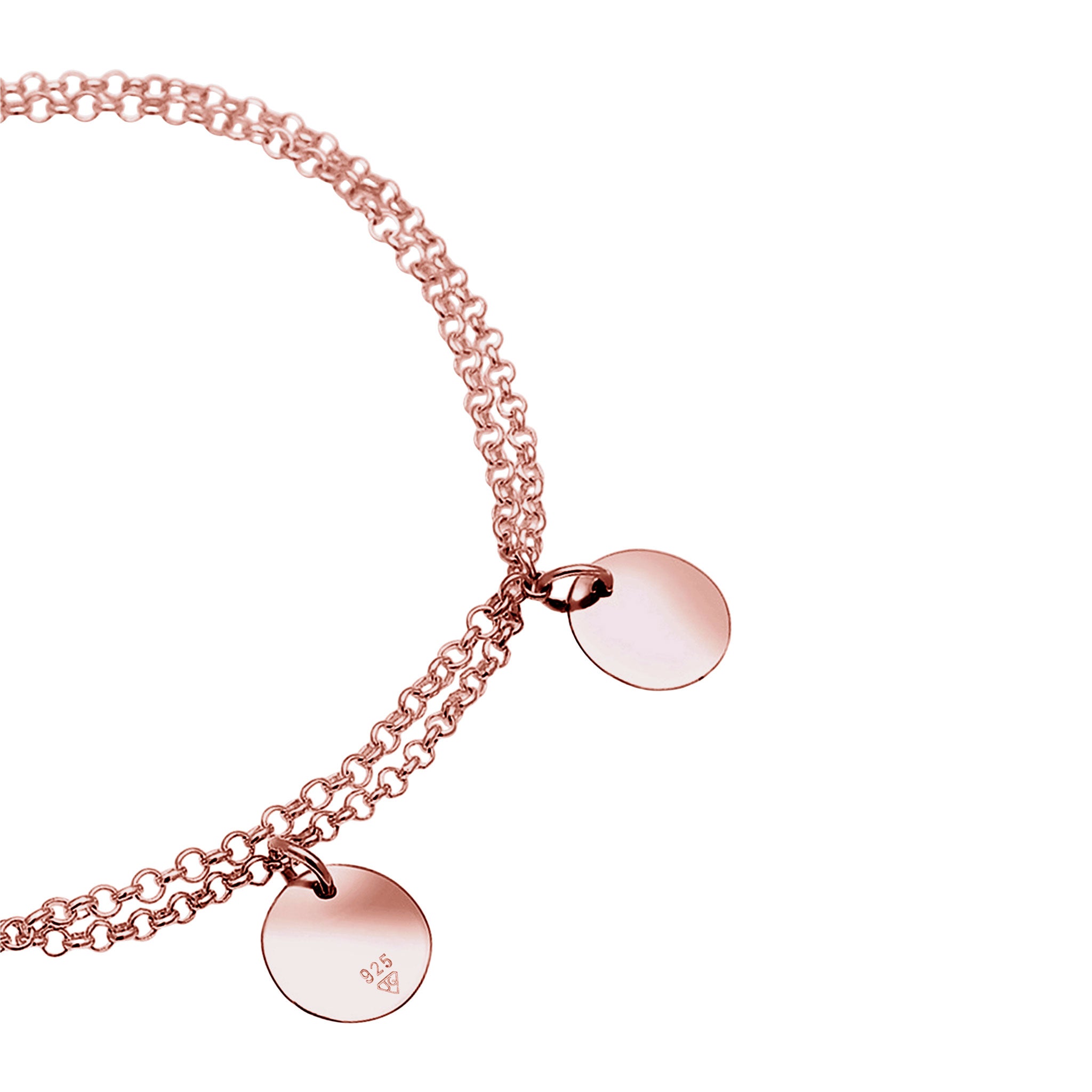 Rosegold Ladies Layer Circle Plate Basic Minimal Adjustable in 925 Sterling Silver