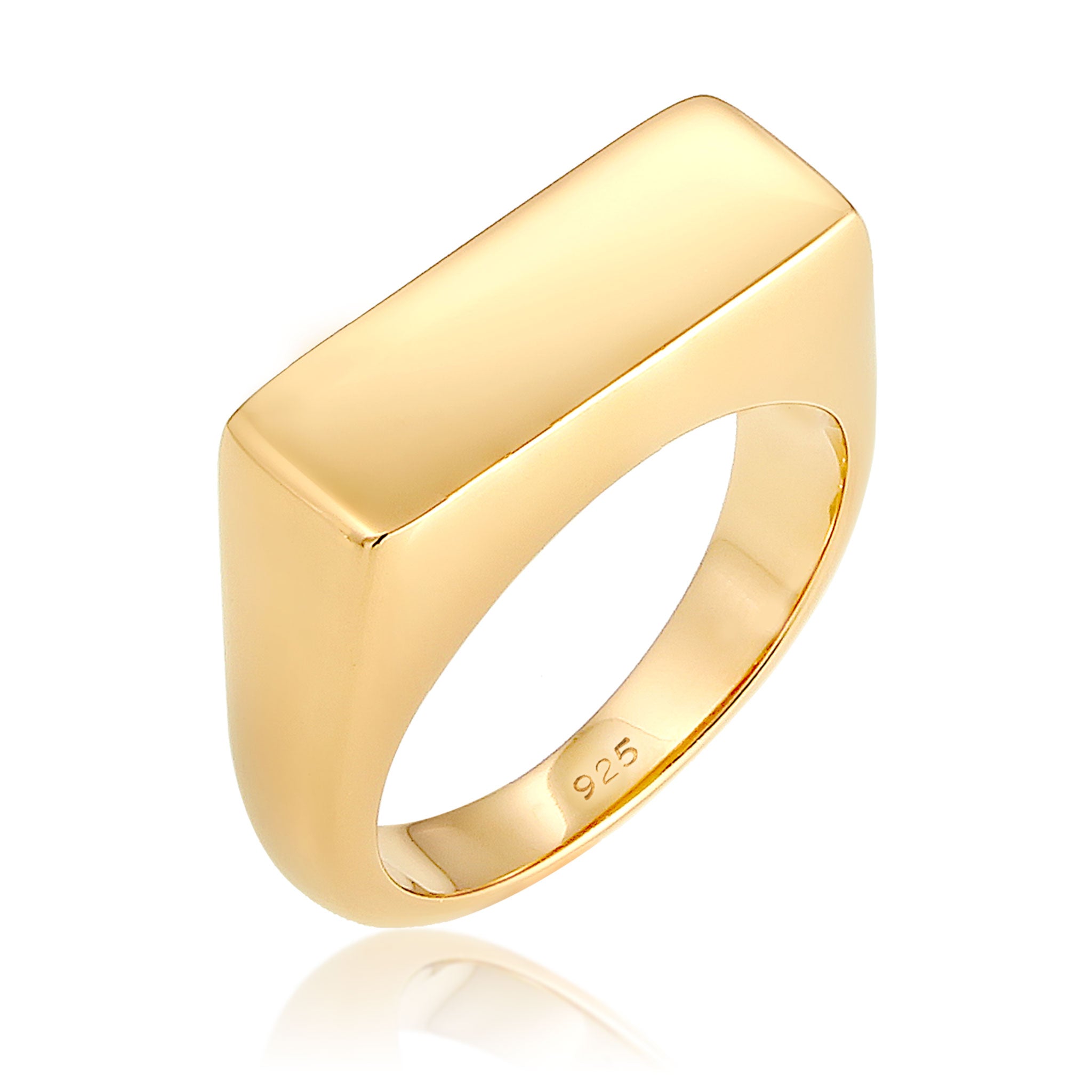 Gold Shank Band Engravable 925 Sterling Silver Gold Plated