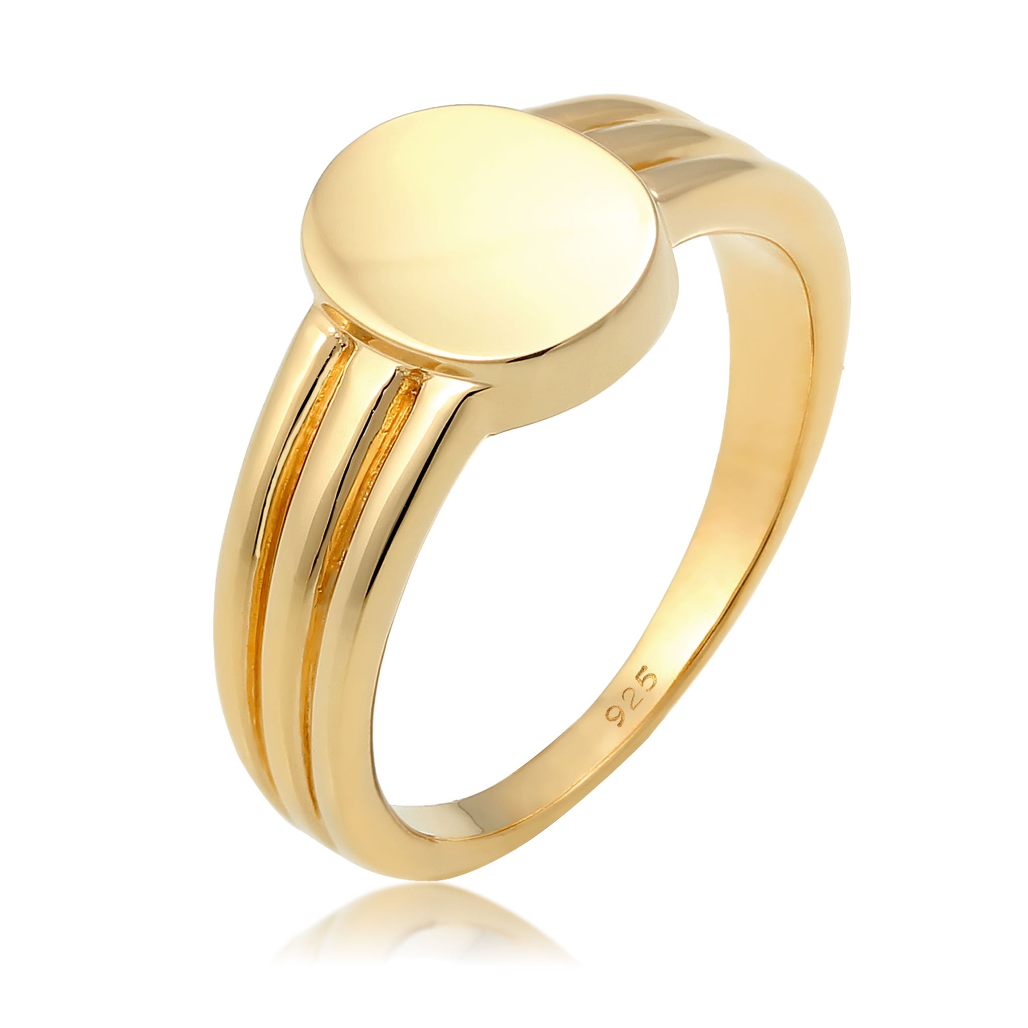 Gold Round Basic Engravable 925 Sterling Silver Gold Plated