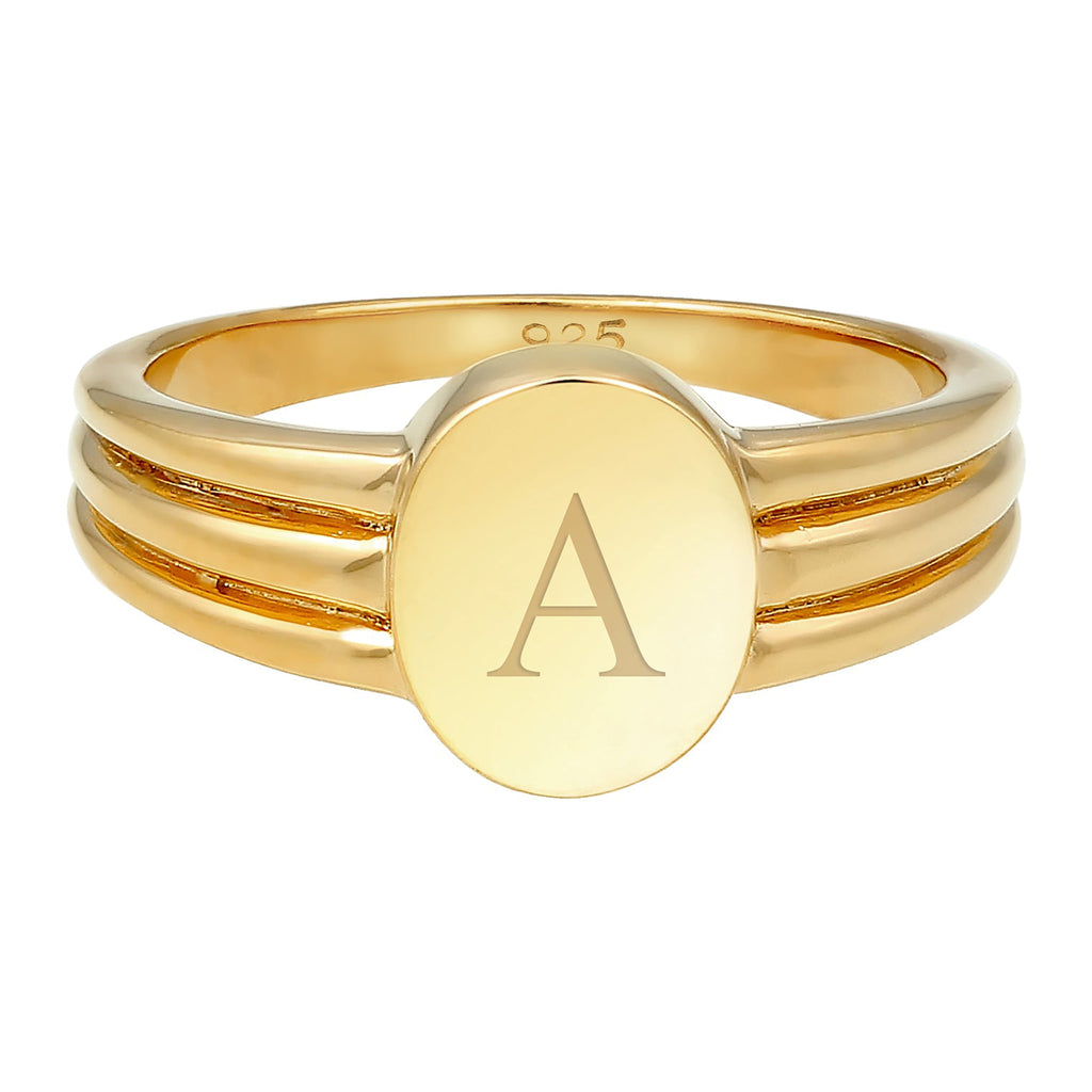 Gold Round Basic Engravable 925 Sterling Silver Gold Plated