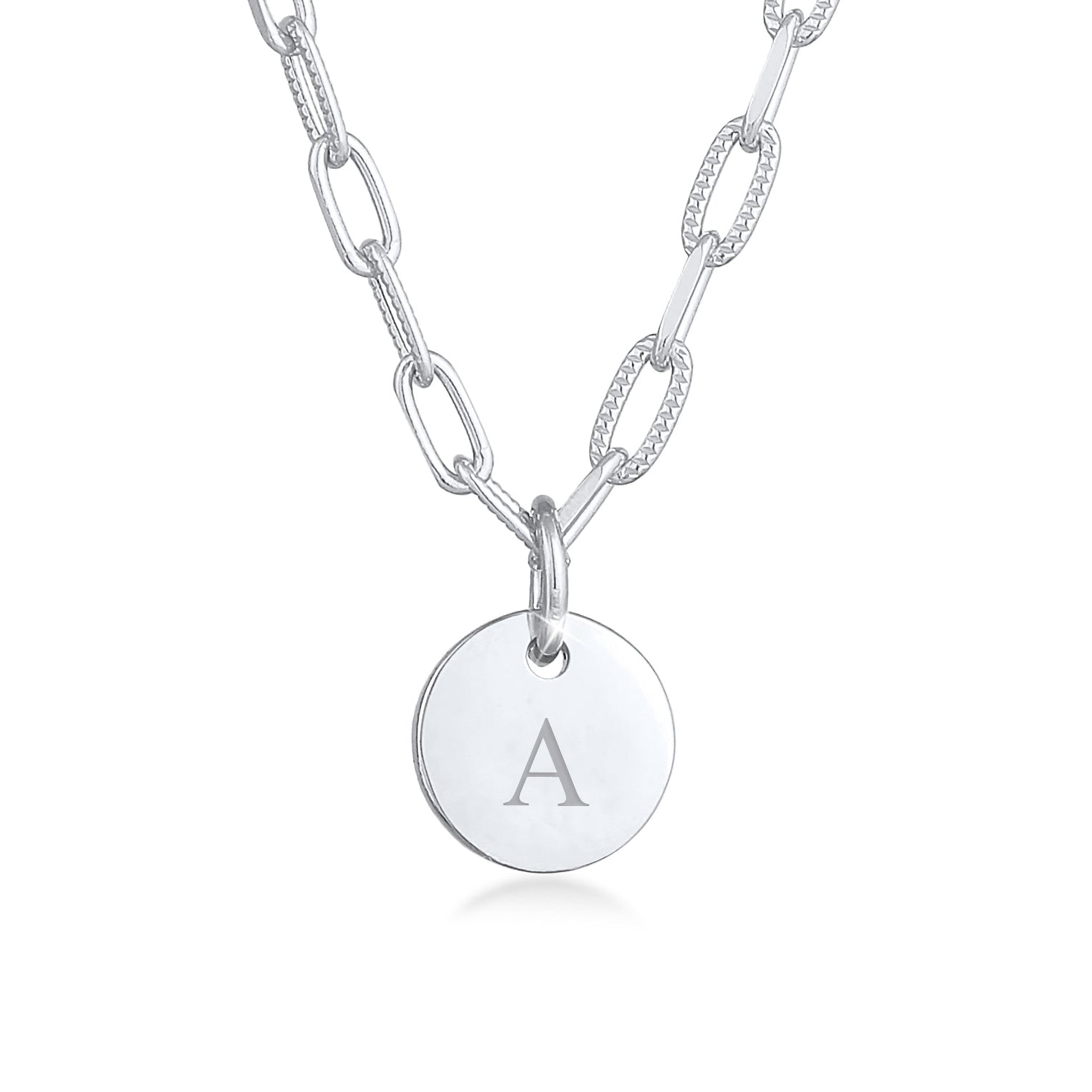 Silver Plated Engravable Link Chain 925 Sterling Silver
