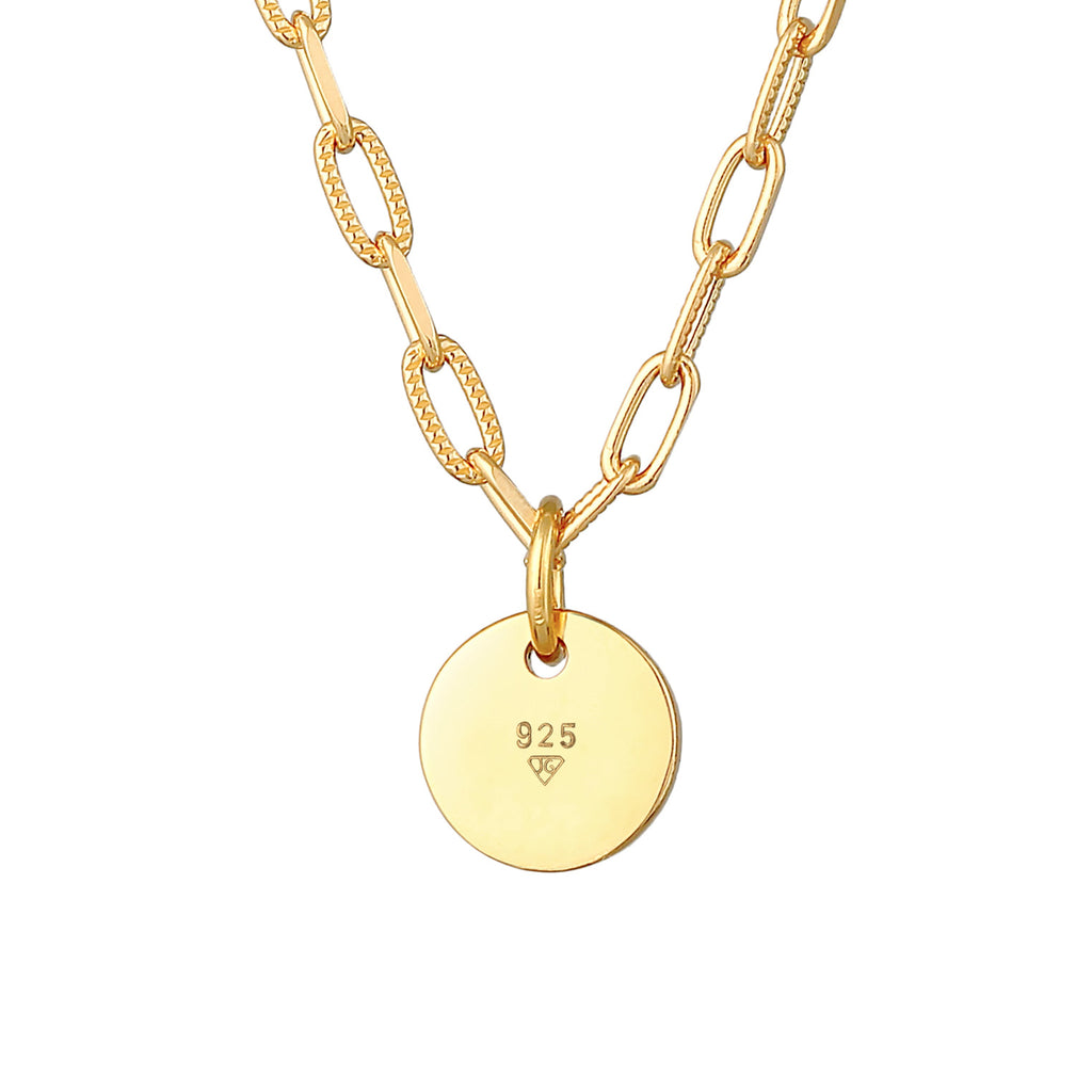 Gold Plated Engravable Link Chain 925 Sterling Silver Gold Plated