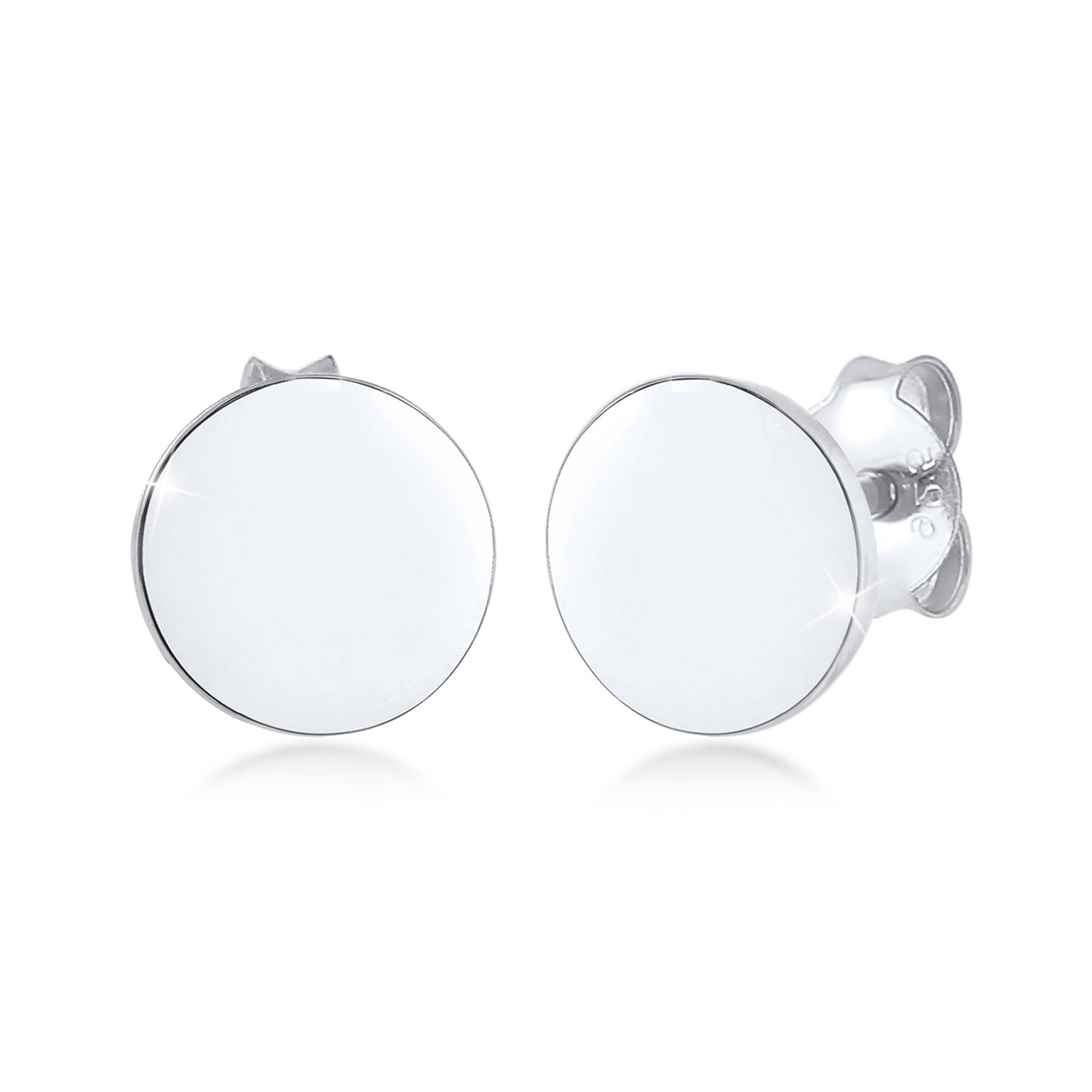 Silver Stud Round Basic Engravable 925 Sterling Silver