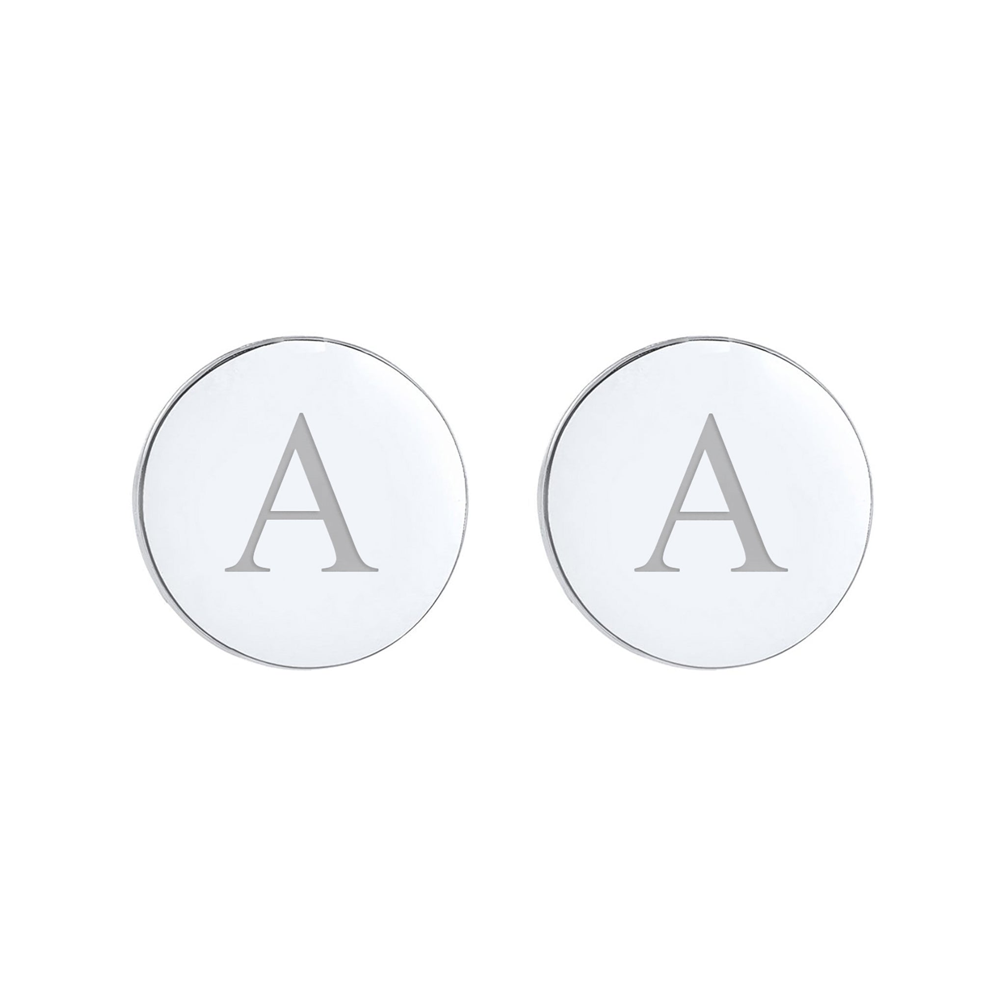 Silver Stud Round Basic Engravable 925 Sterling Silver