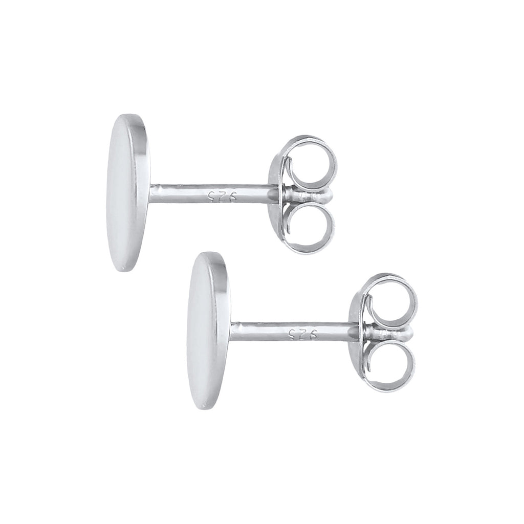 Silver Stud Round Basic Engravable 925 Sterling Silver