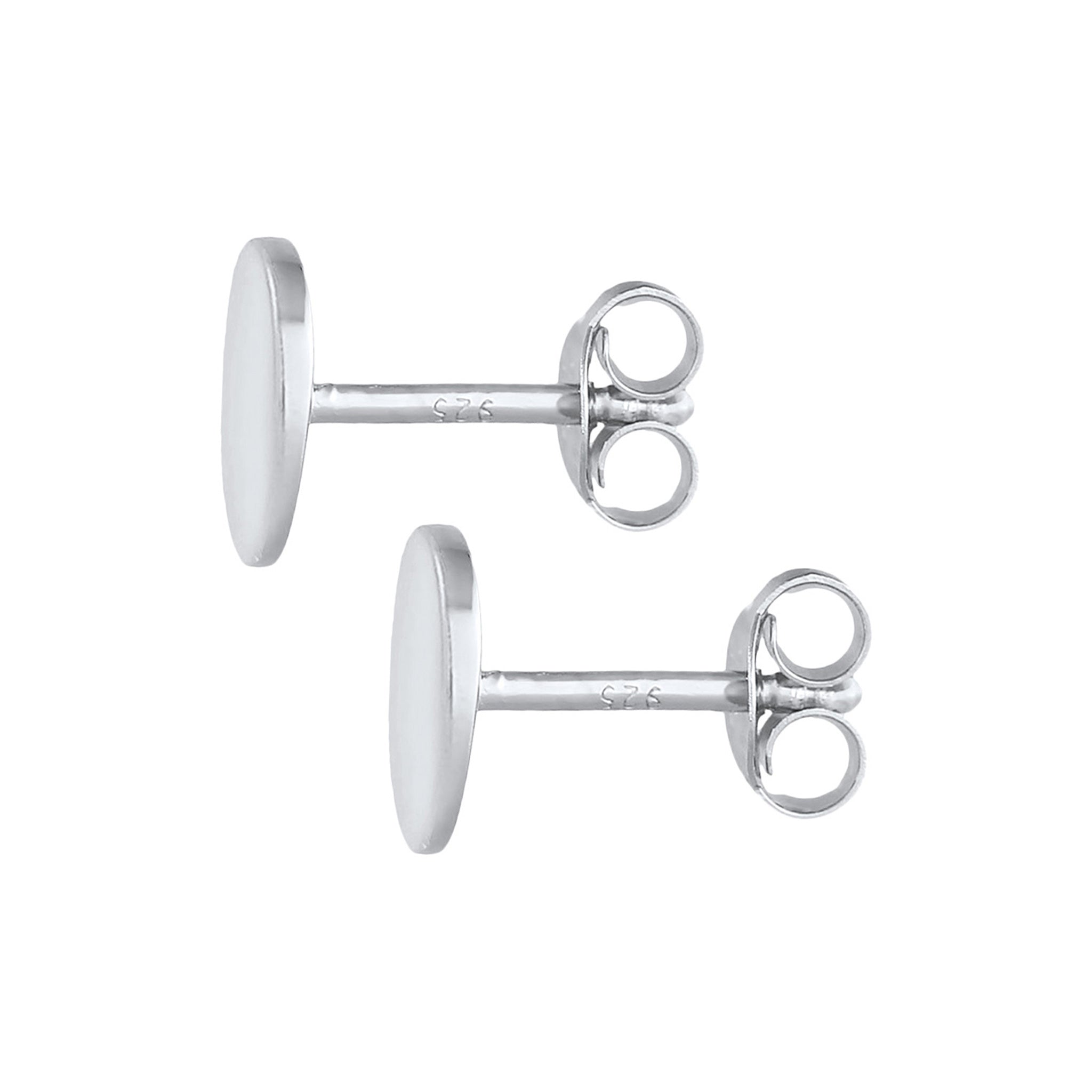 Silver Stud Round Basic Engravable 925 Sterling Silver