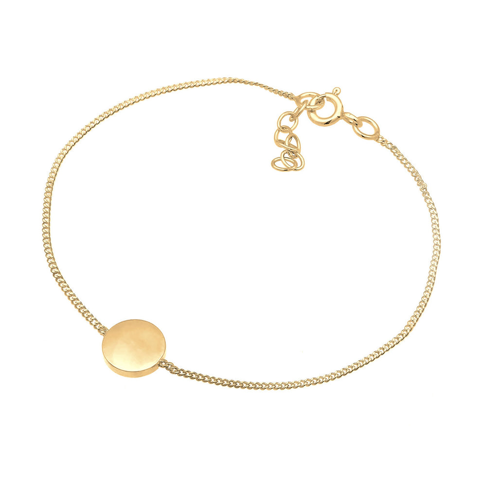 Gold Basic Minimalis Round Engravable 925 Sterling Silver Gold Plated