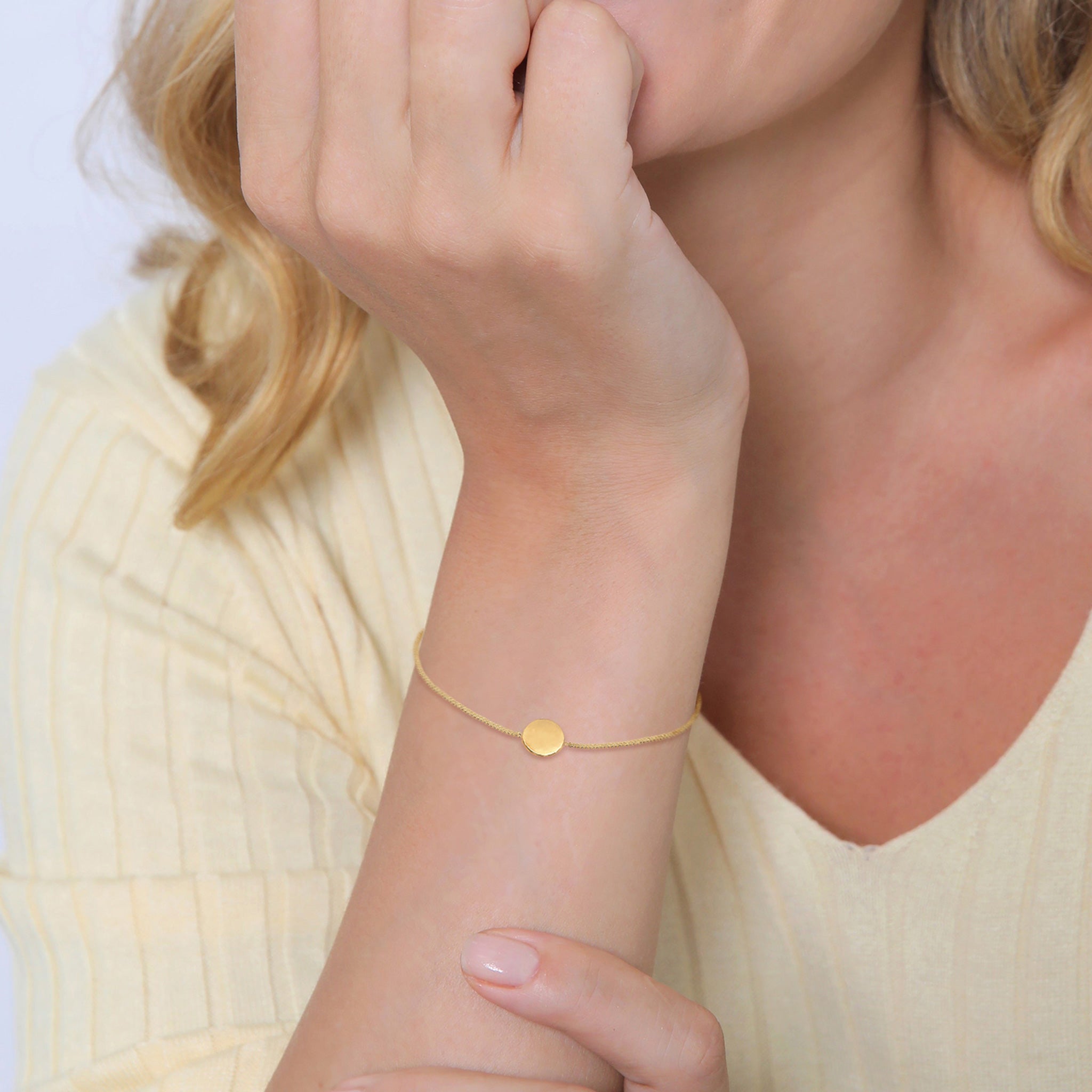 Gold Basic Minimalis Round Engravable 925 Sterling Silver Gold Plated