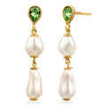 Gold Anting Perhiasan Perak 925 Wanita Drop Synthetic Pearl dan Crystals Gold Plated