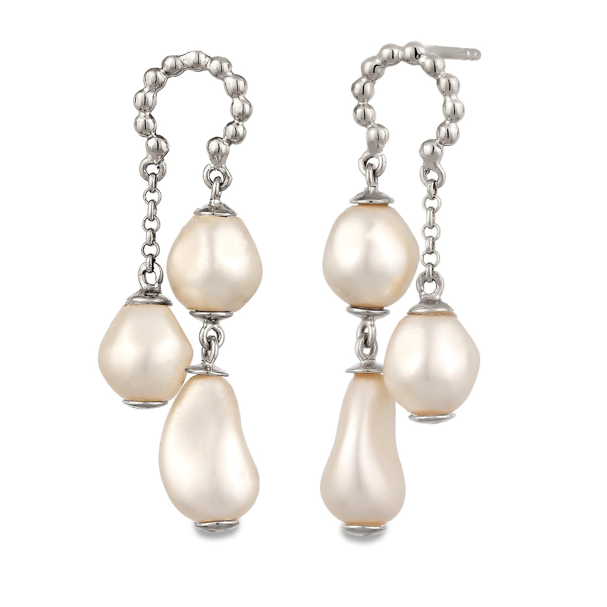 Silver Anting Perhiasan Perak 925 Wanita Stud Synthetic Pearl