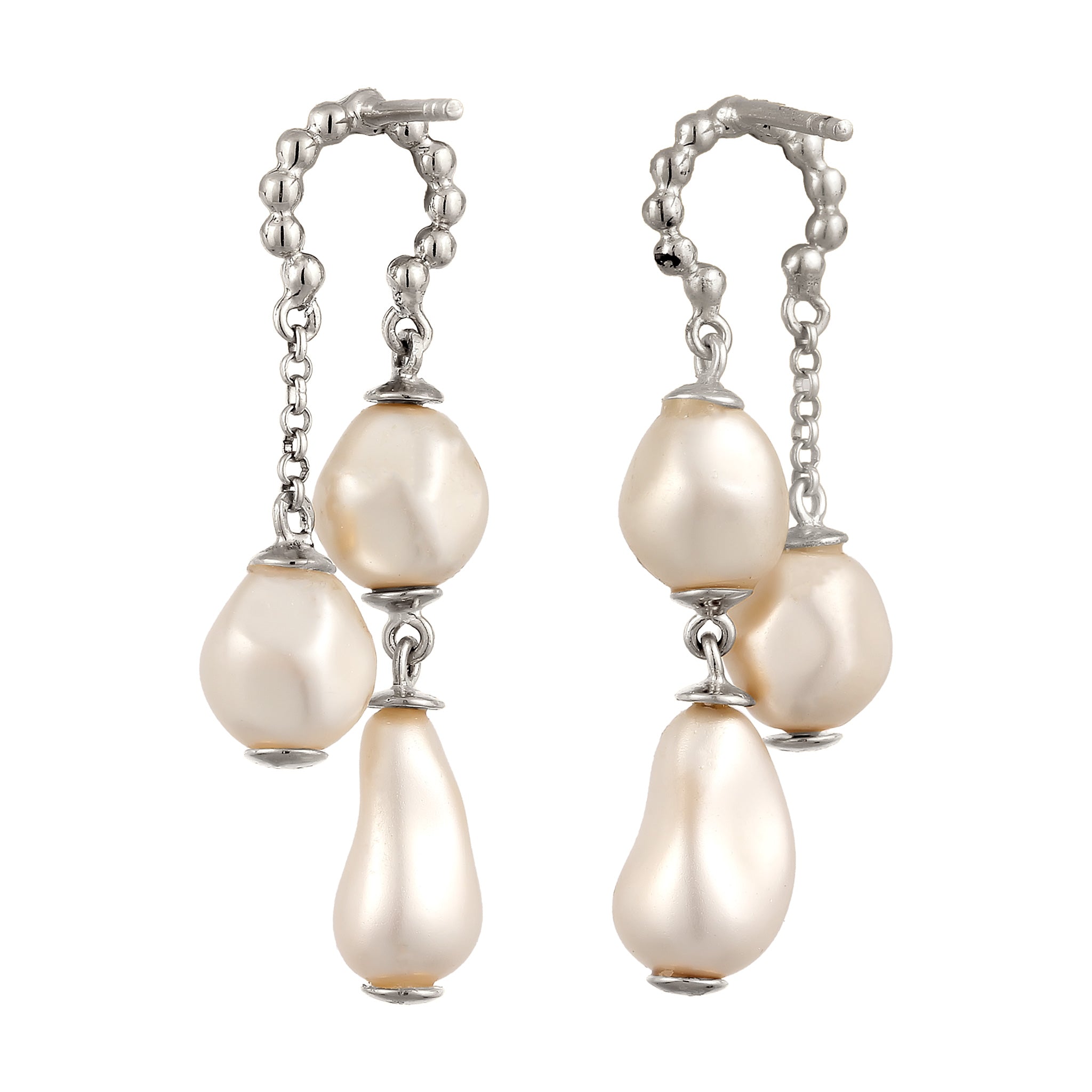 Silver Anting Perhiasan Perak 925 Wanita Stud Synthetic Pearl