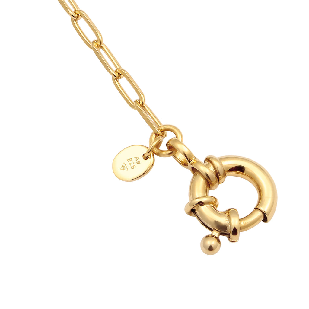 Long Link Chain Bracelet 925 Silver Gold Plated