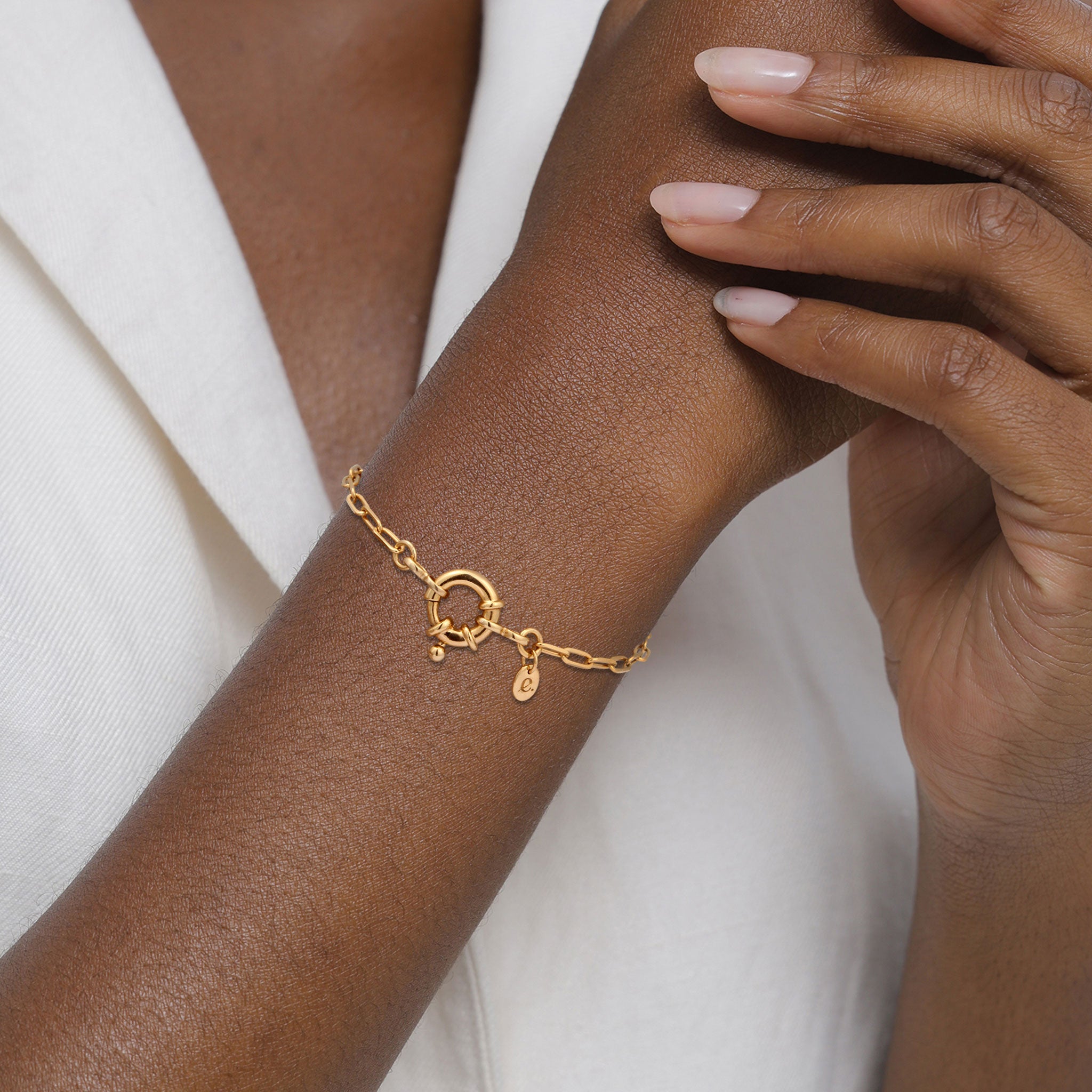 Gold Perhiasan Wanita Perak Asli Lapis Emas Gelang Long Link Chain