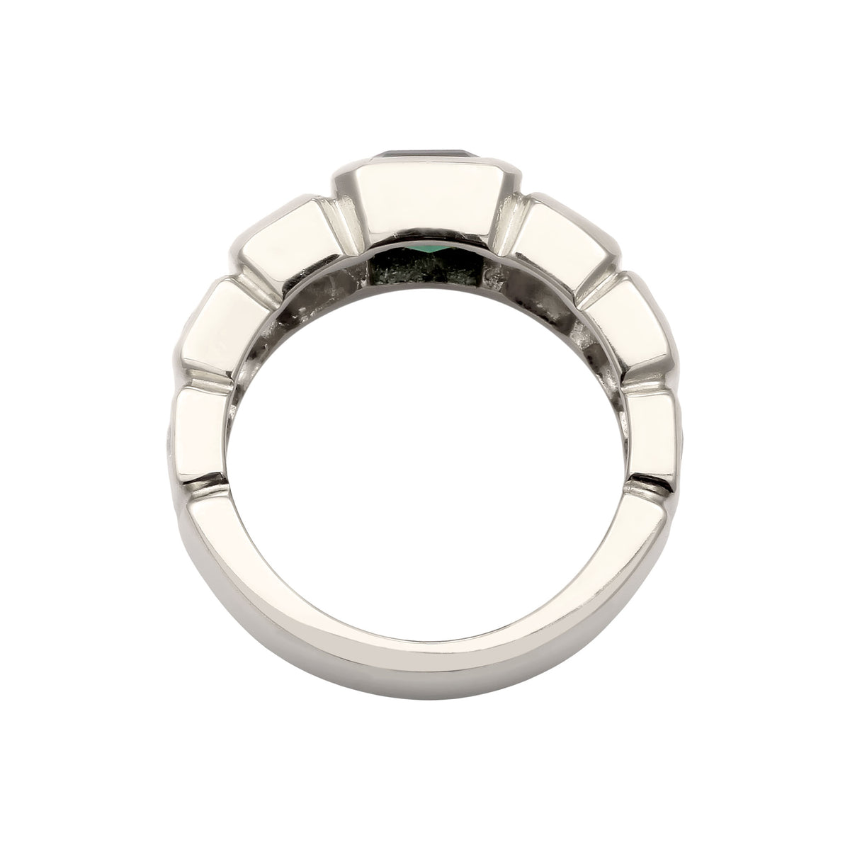 Green Quartz Band Ring 925 Silver
