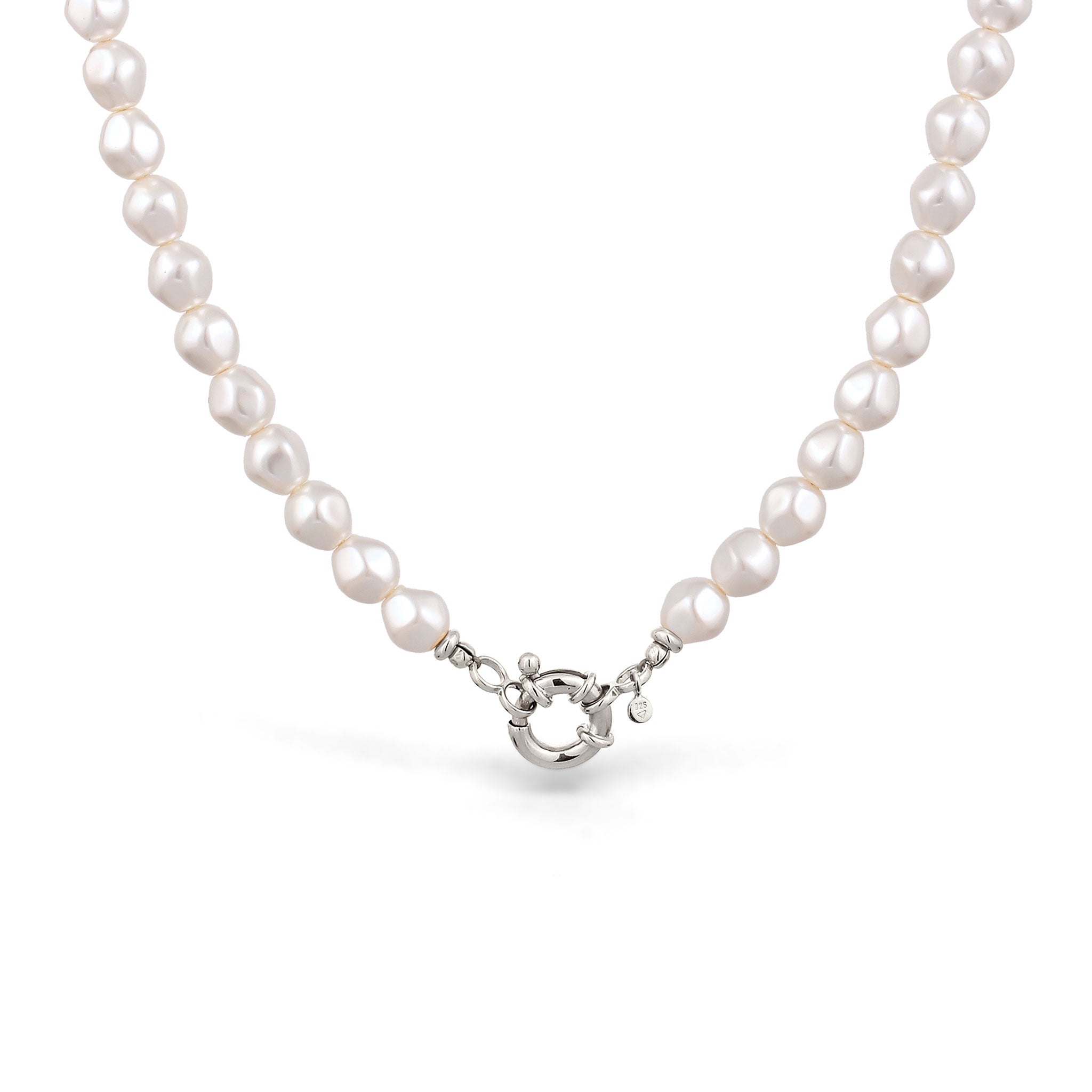 Silver Kalung Perhiasan Perak 925 Wanita Choker Synthetic Pearl