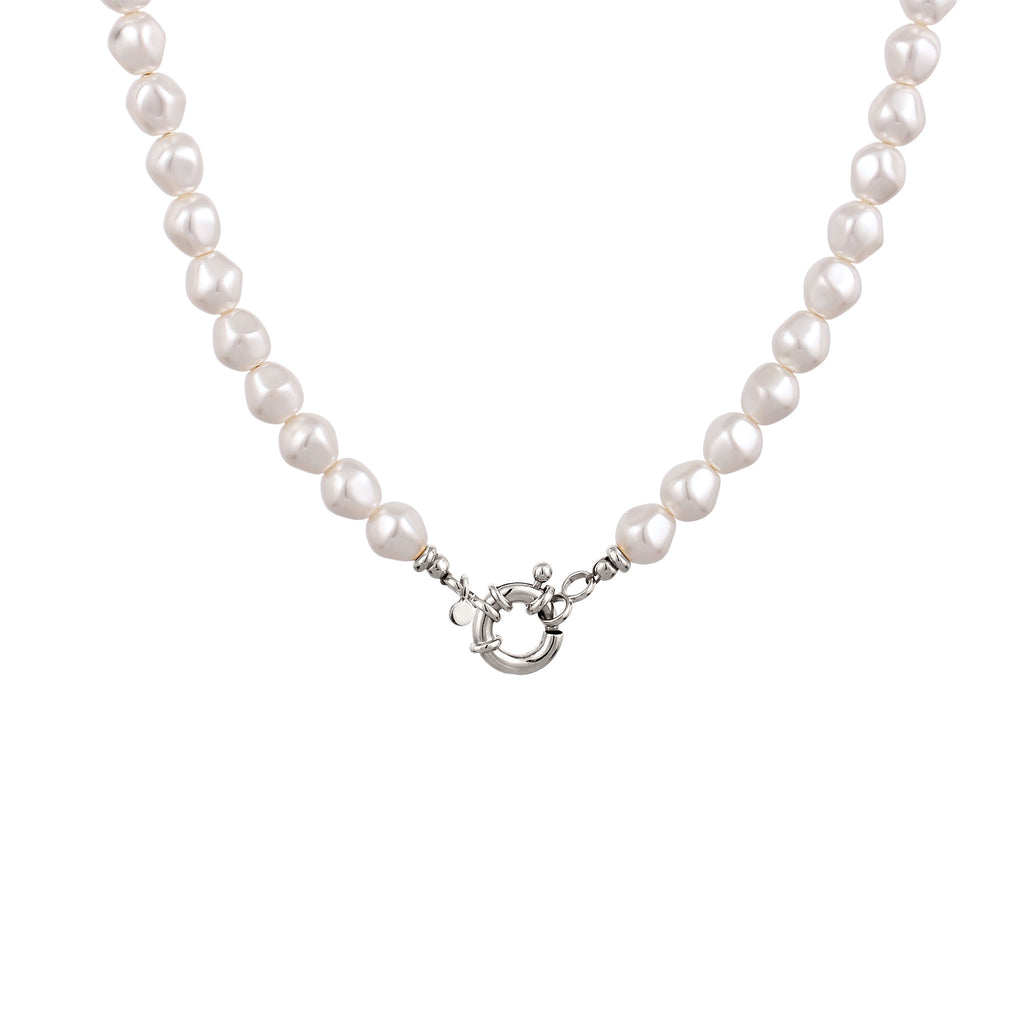Silver Kalung Perhiasan Perak 925 Wanita Choker Synthetic Pearl