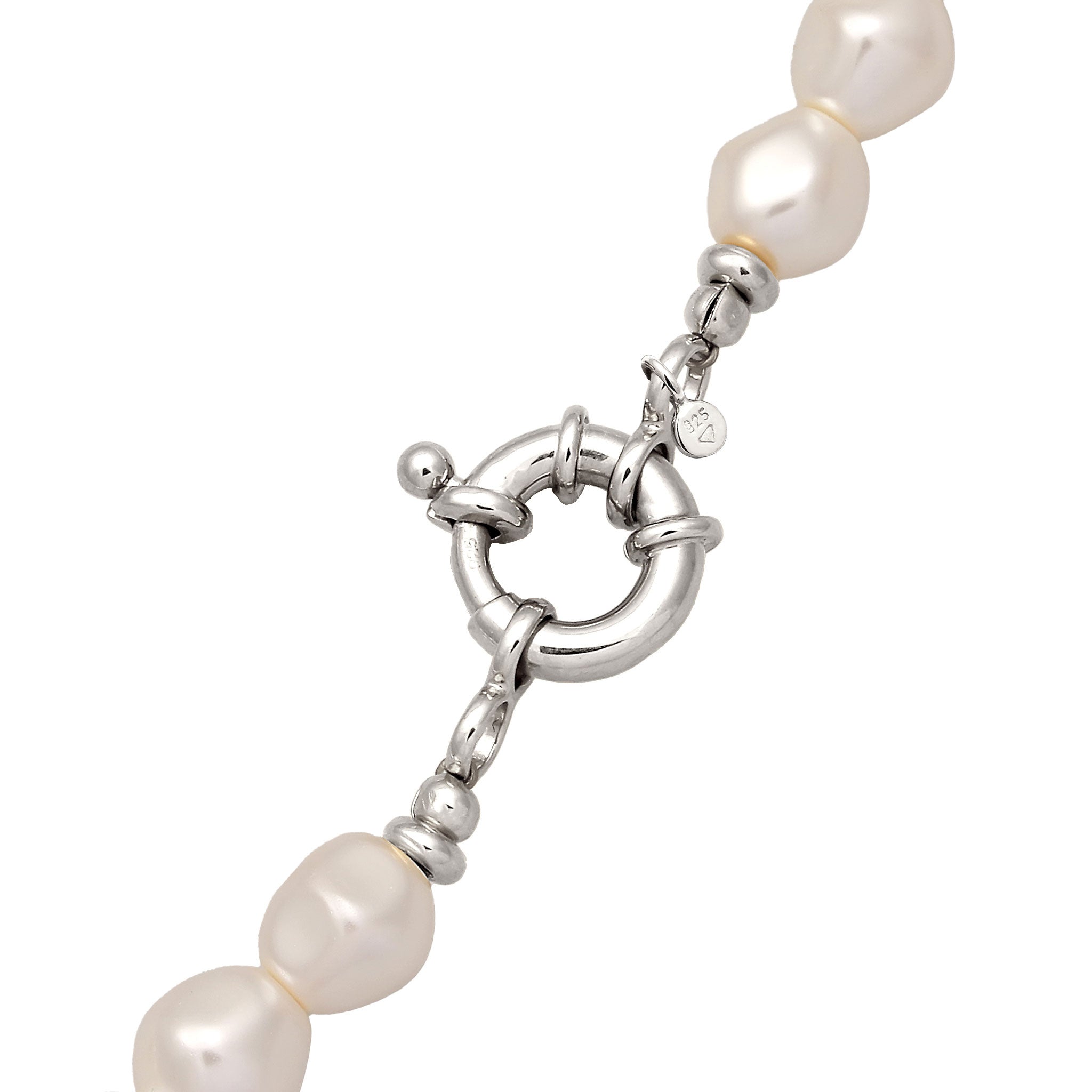 Silver Kalung Perhiasan Perak 925 Wanita Choker Synthetic Pearl