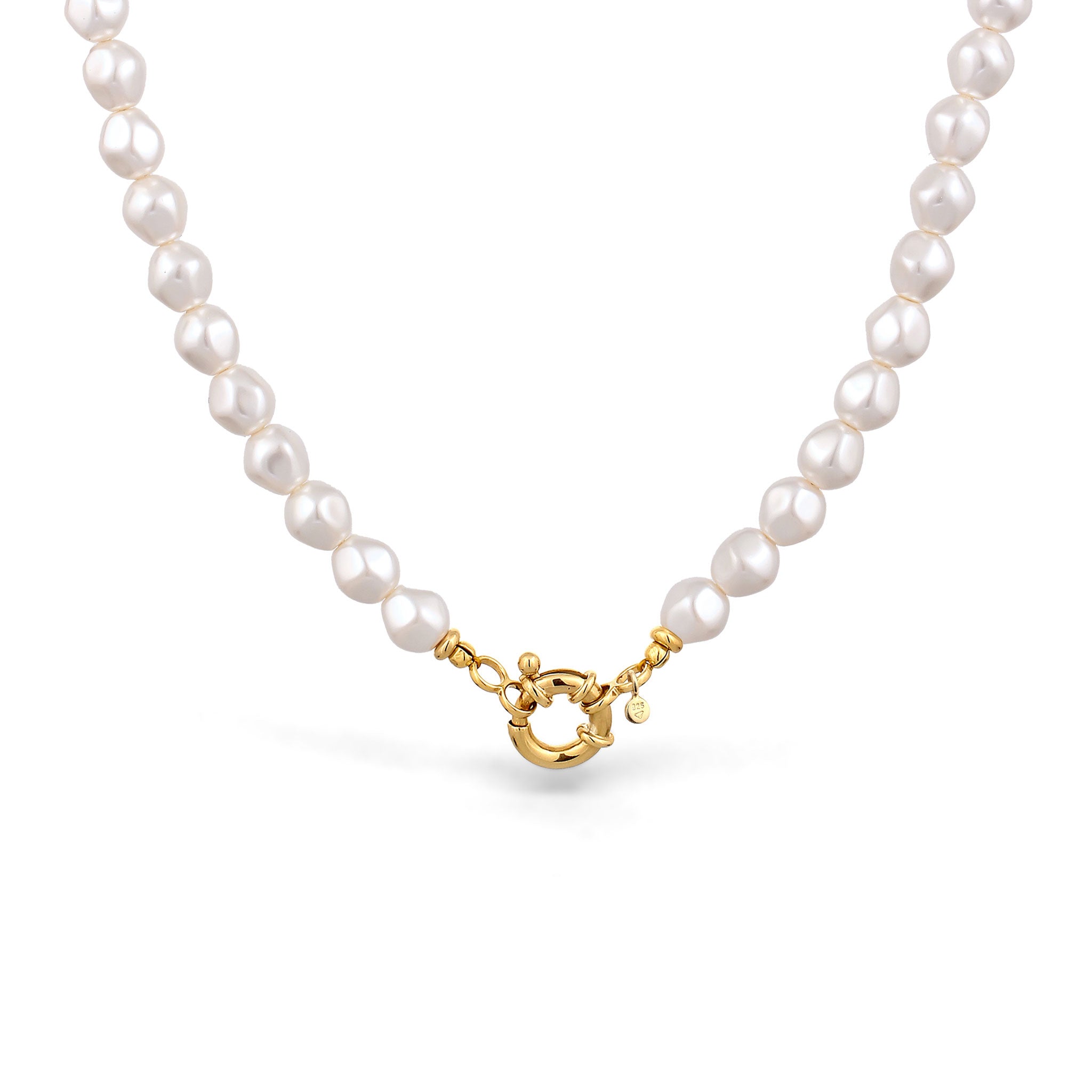 Gold Kalung Perhiasan Perak 925 Wanita Choker Synthetic Pearl Gold Plated