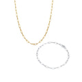 Bicolor Set Perhiasan Perak 925 Wanita Elegant Minimalist Long Link Chain Gold Plated