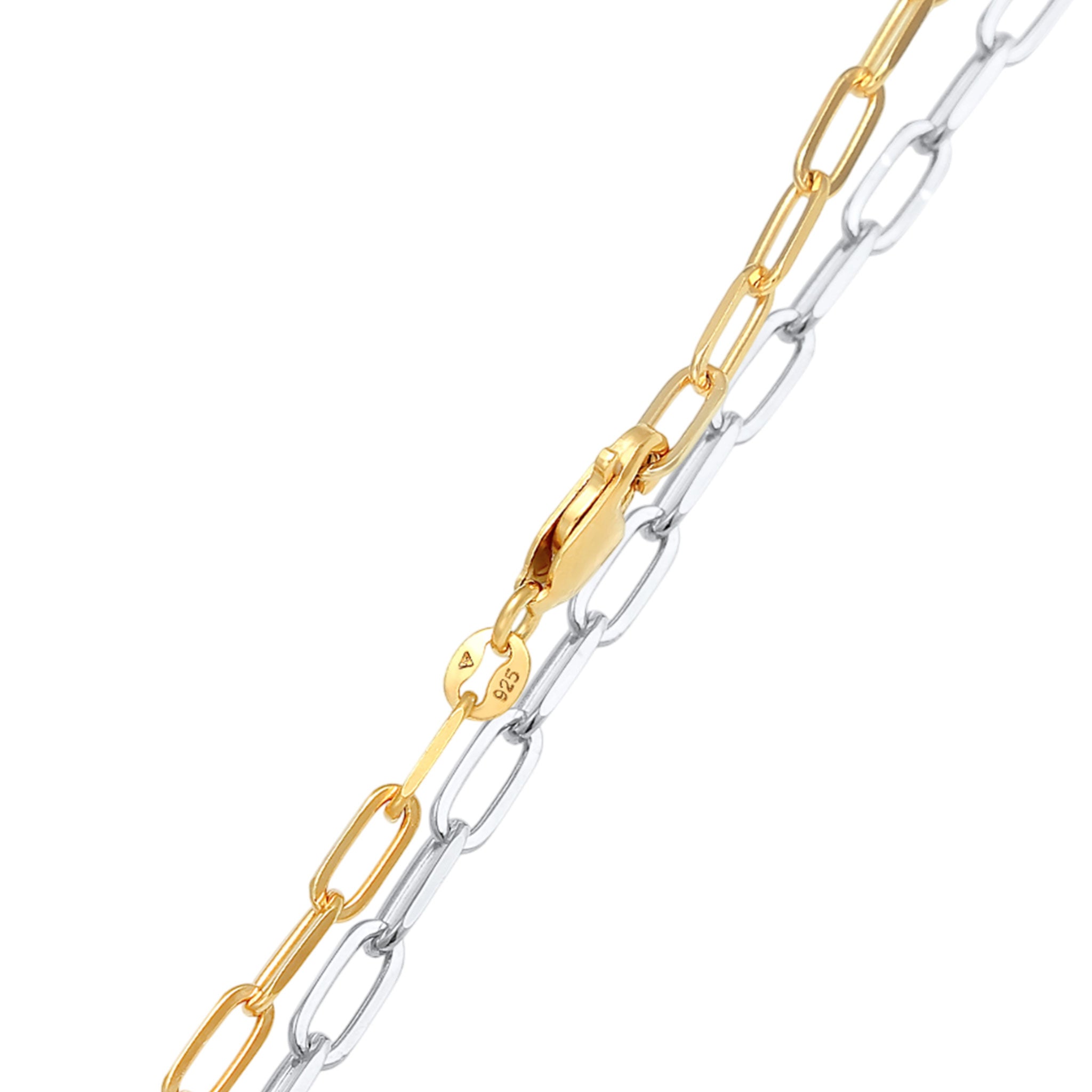 Bicolor Perhiasan Wanita Perak Asli Lapis Emas Perhiasan Set Elegant Minimalist Long Link Chain