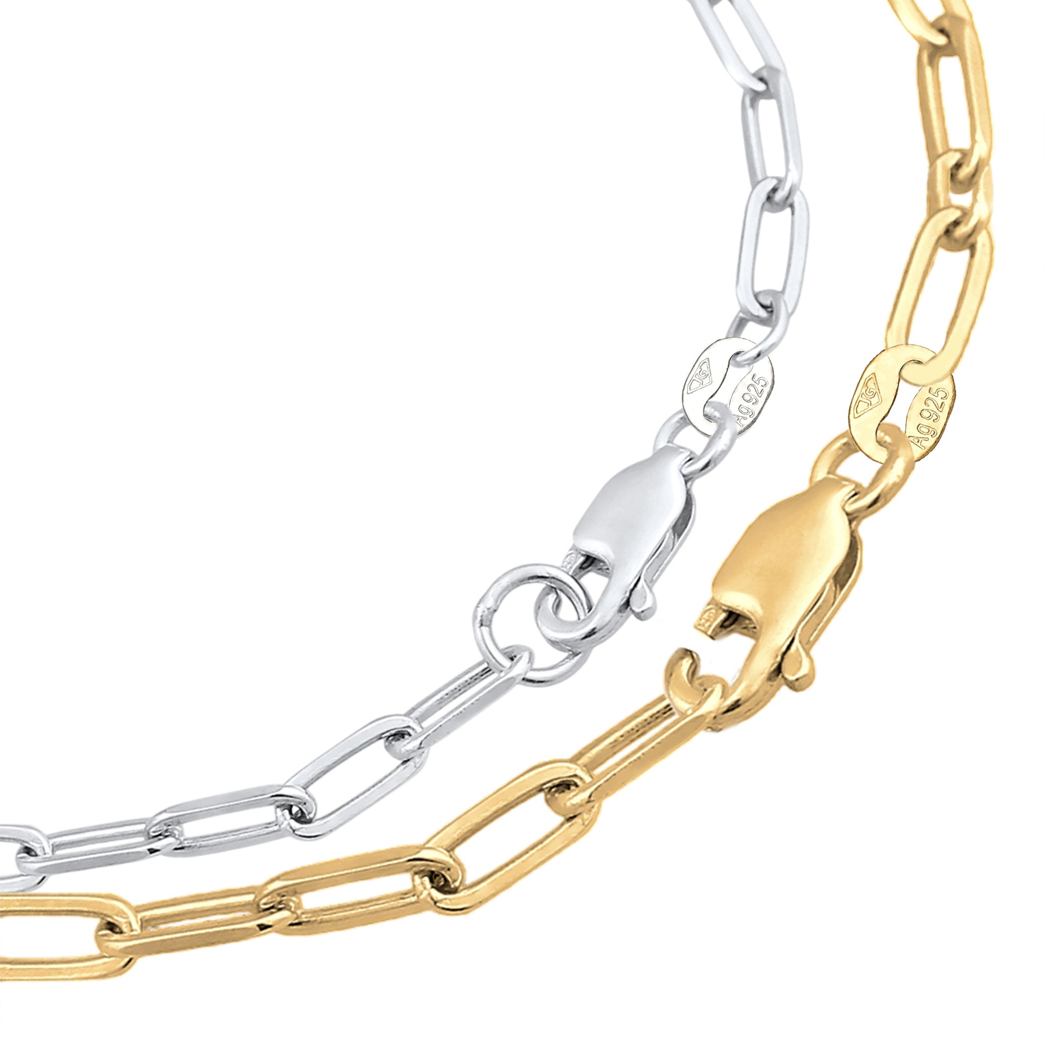 Bicolor Perhiasan Wanita Perak Asli Lapis Emas Perhiasan Set Elegant Minimalist Long Link Chain