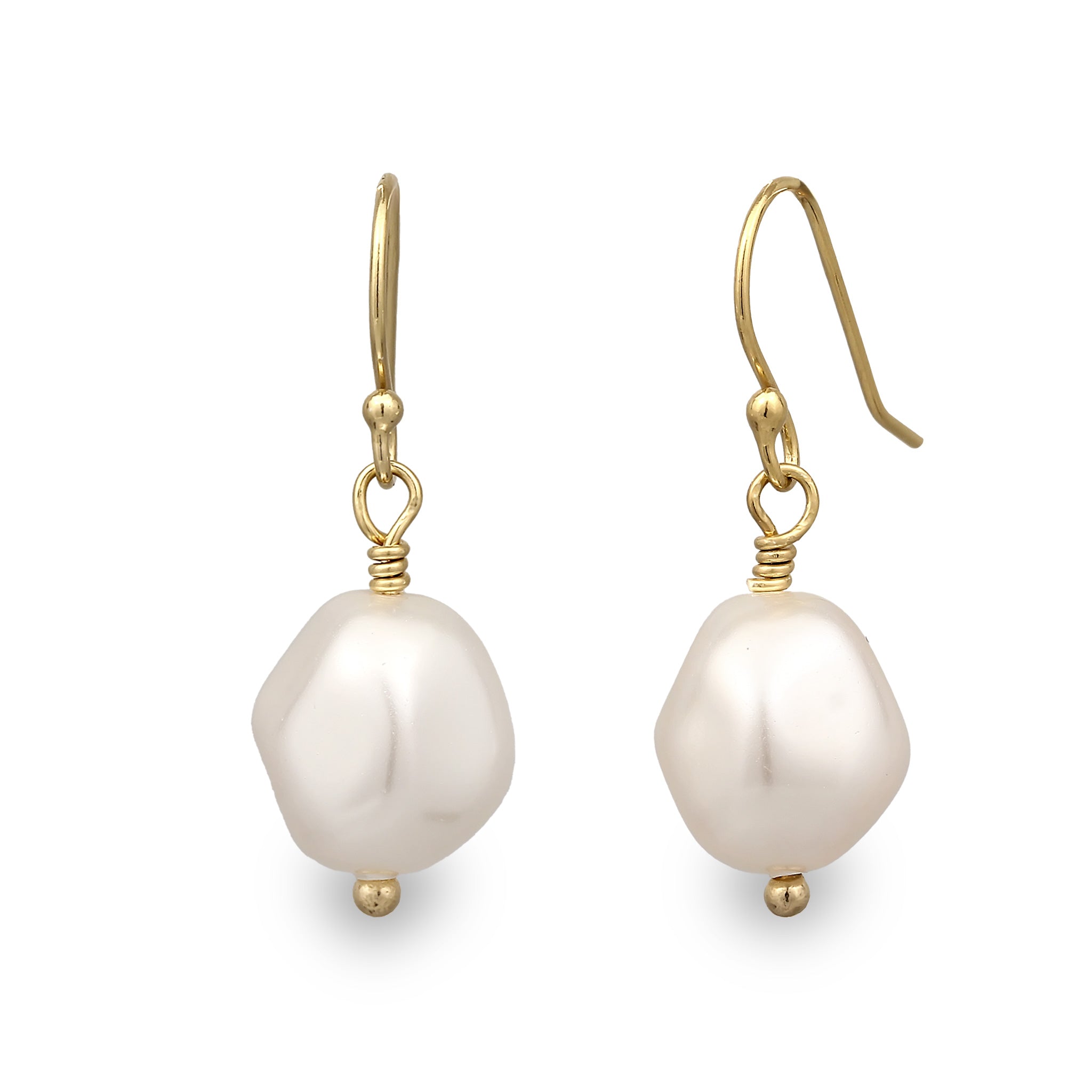 Gold Perhiasan Wanita Perak Asli Lapis Emas Anting Elegant White Synthetic Pearl