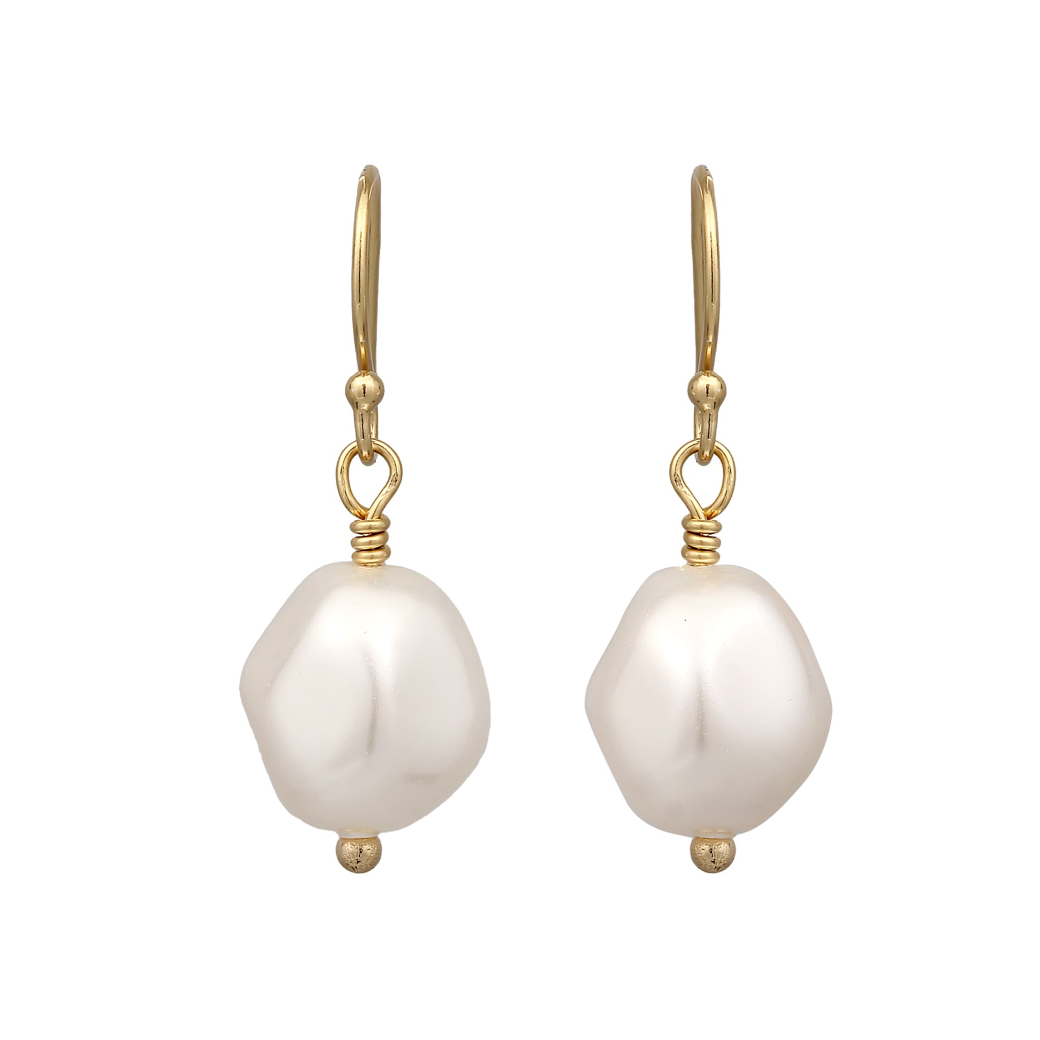 Gold Perhiasan Wanita Perak Asli Lapis Emas Anting Elegant White Synthetic Pearl