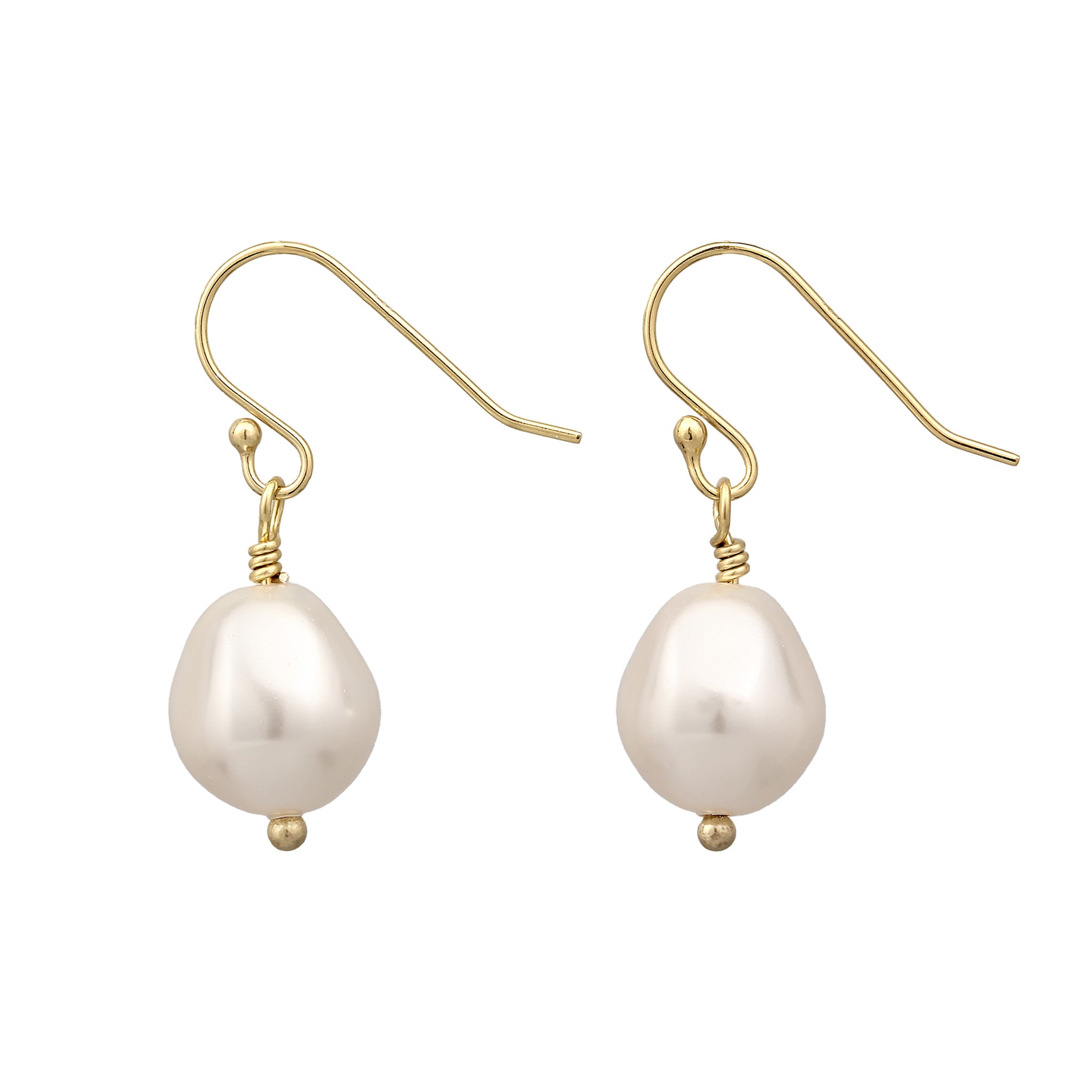 Gold Perhiasan Wanita Perak Asli Lapis Emas Anting Elegant White Synthetic Pearl