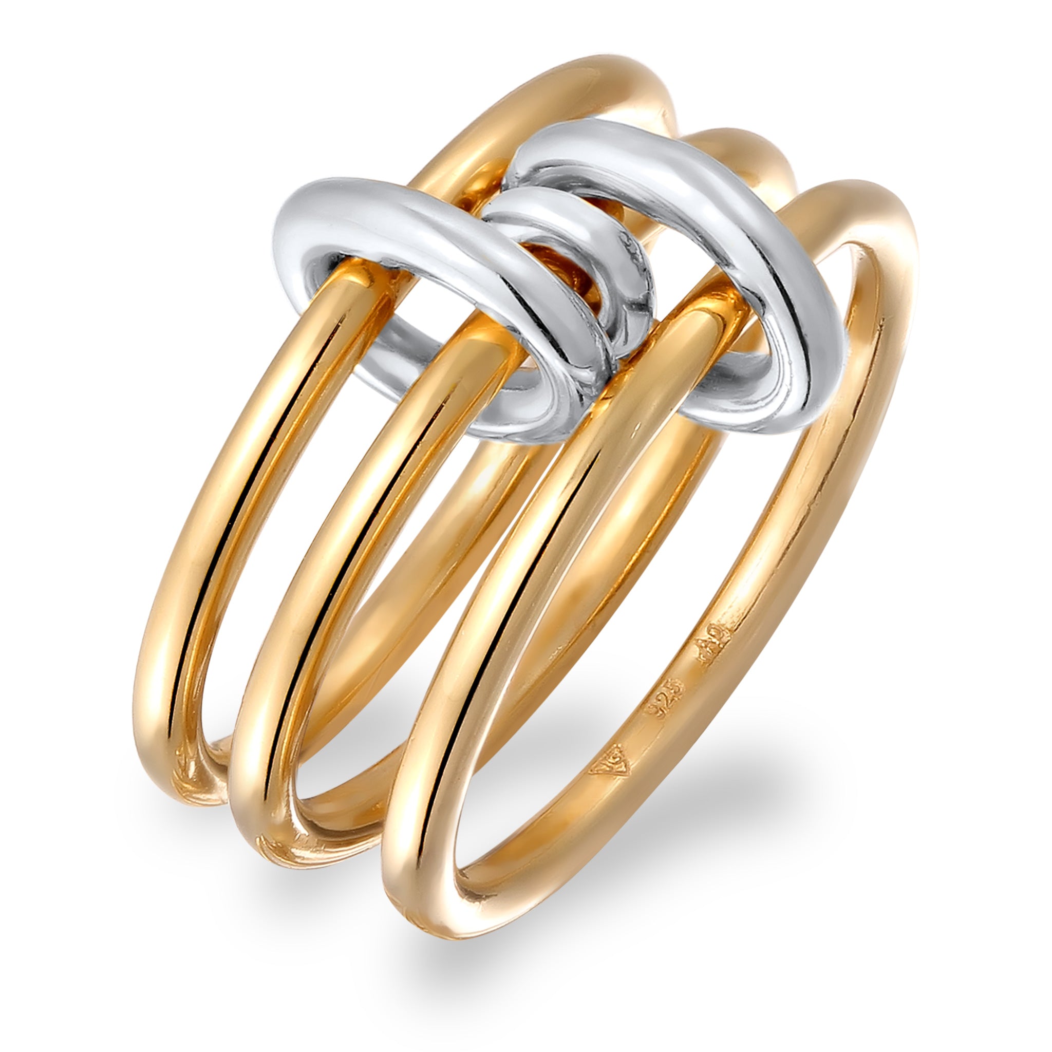 Colored Perhiasan Wanita Perak Asli Cincin Circular Bicolor
