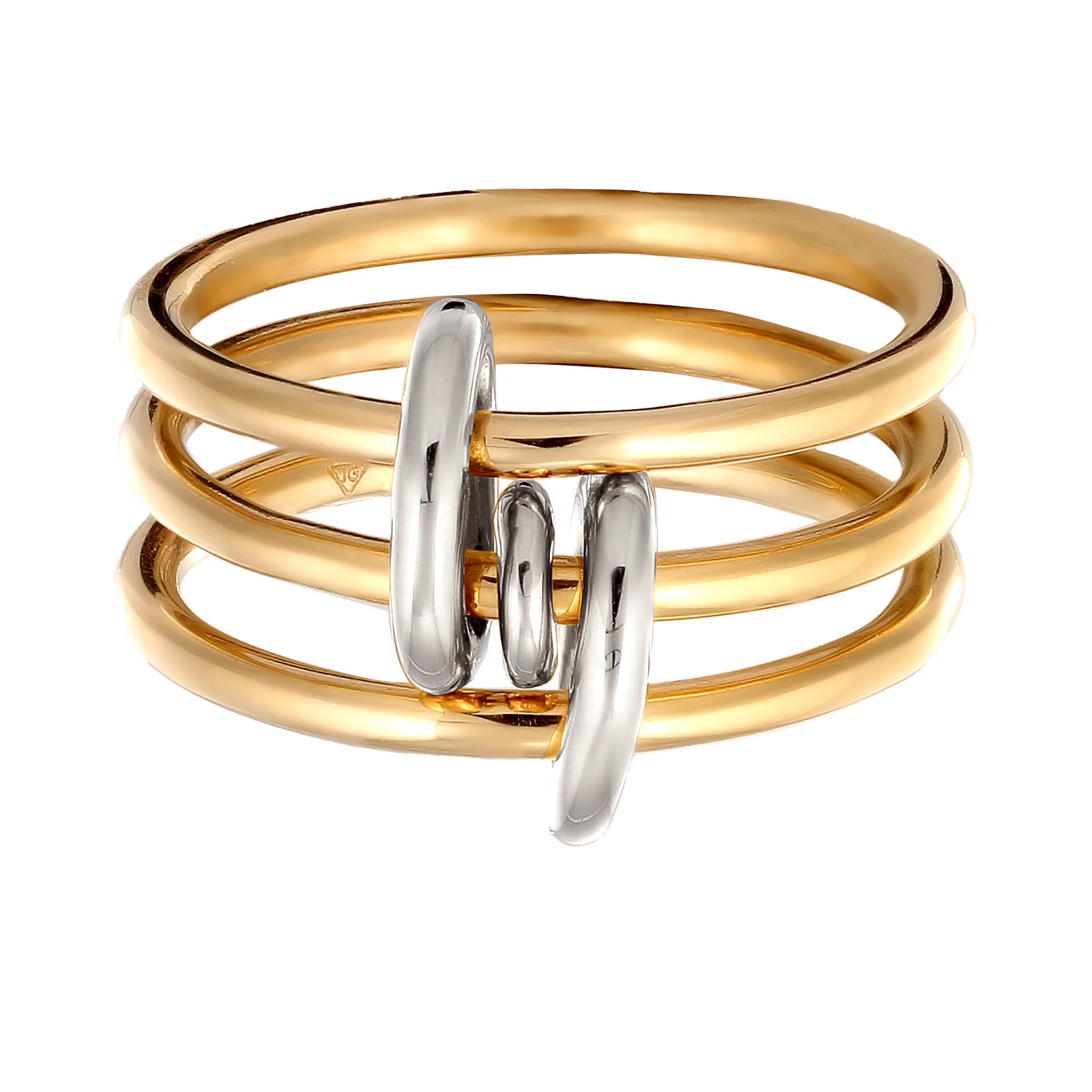 Colored Perhiasan Wanita Perak Asli Cincin Circular Bicolor