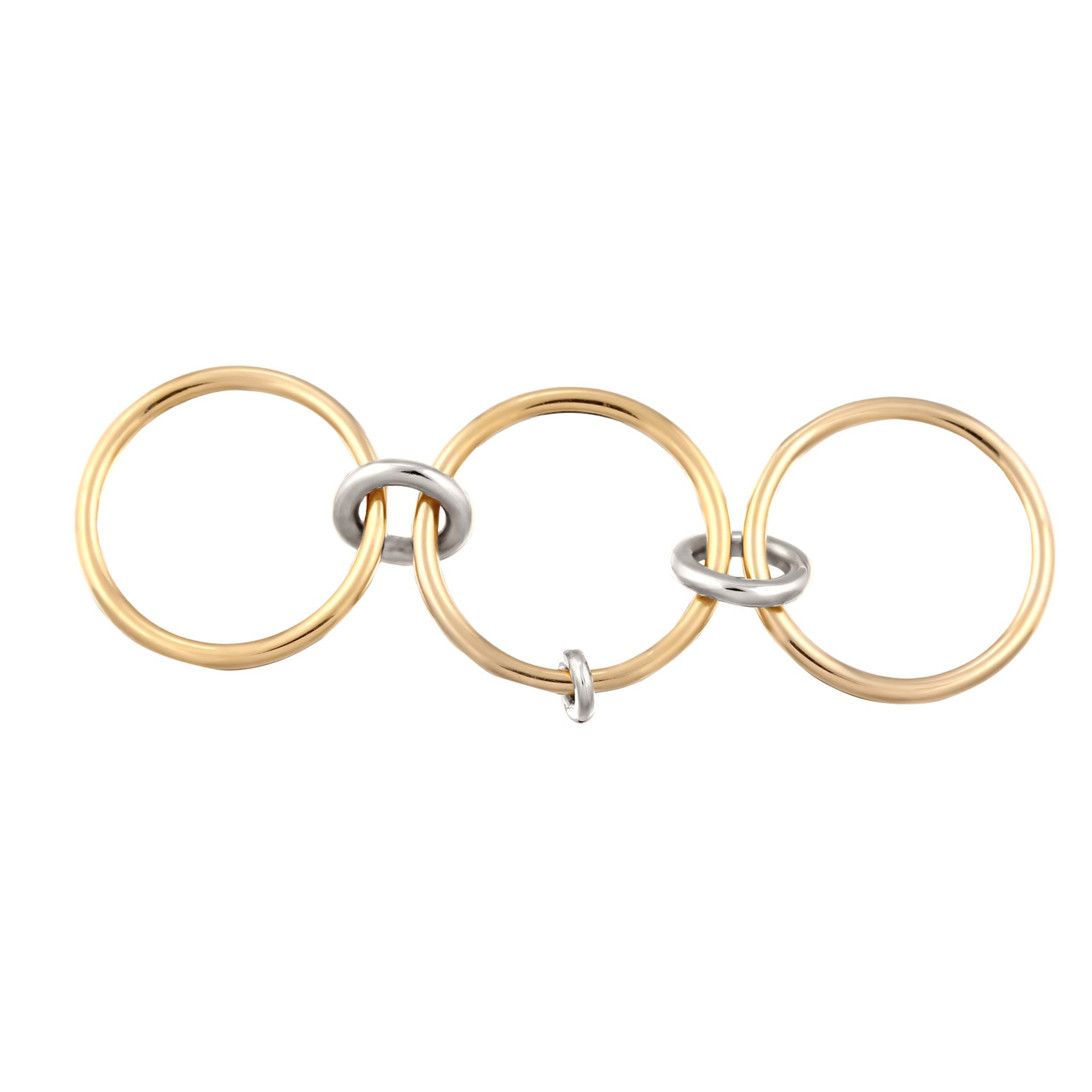 Colored Perhiasan Wanita Perak Asli Cincin Circular Bicolor