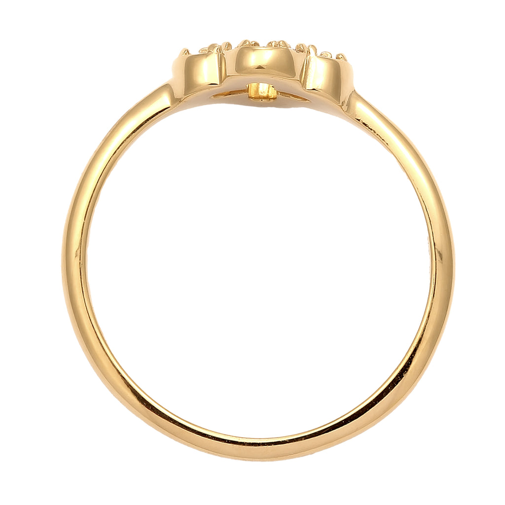 Gold Cincin Perhiasan Perak 925 Wanita Cloverleaf Crystals Gold Plated