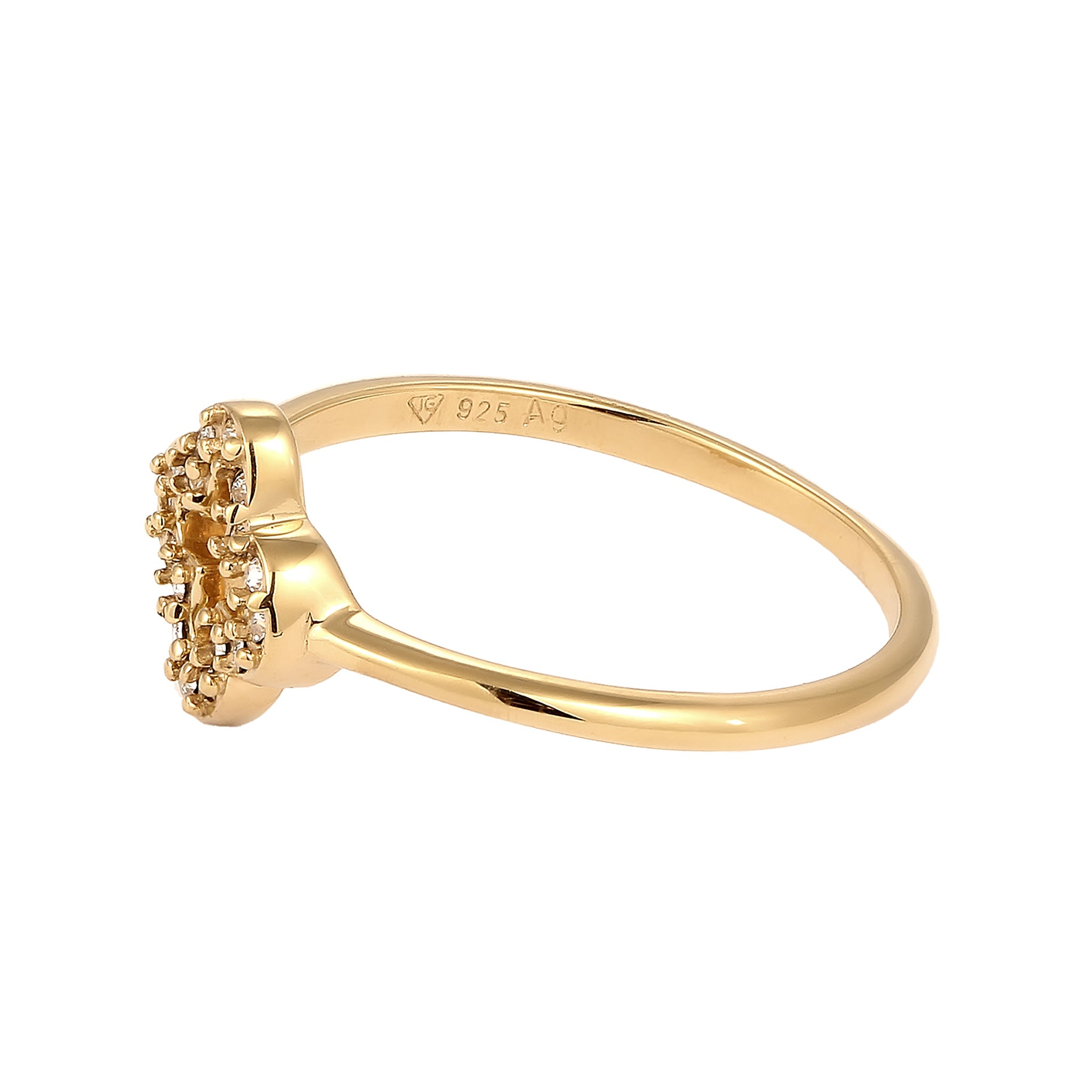 Gold Cincin Perhiasan Perak 925 Wanita Cloverleaf Crystals Gold Plated