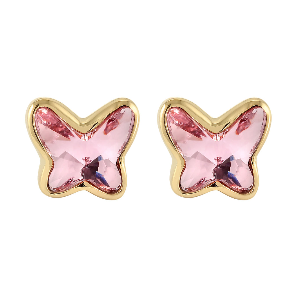 Gold Anting Perhiasan Perak 925 Wanita Butterfly Crystals Gold Plated