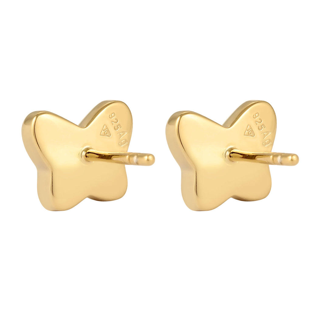 Gold Anting Perhiasan Perak 925 Wanita Butterfly Crystals Gold Plated