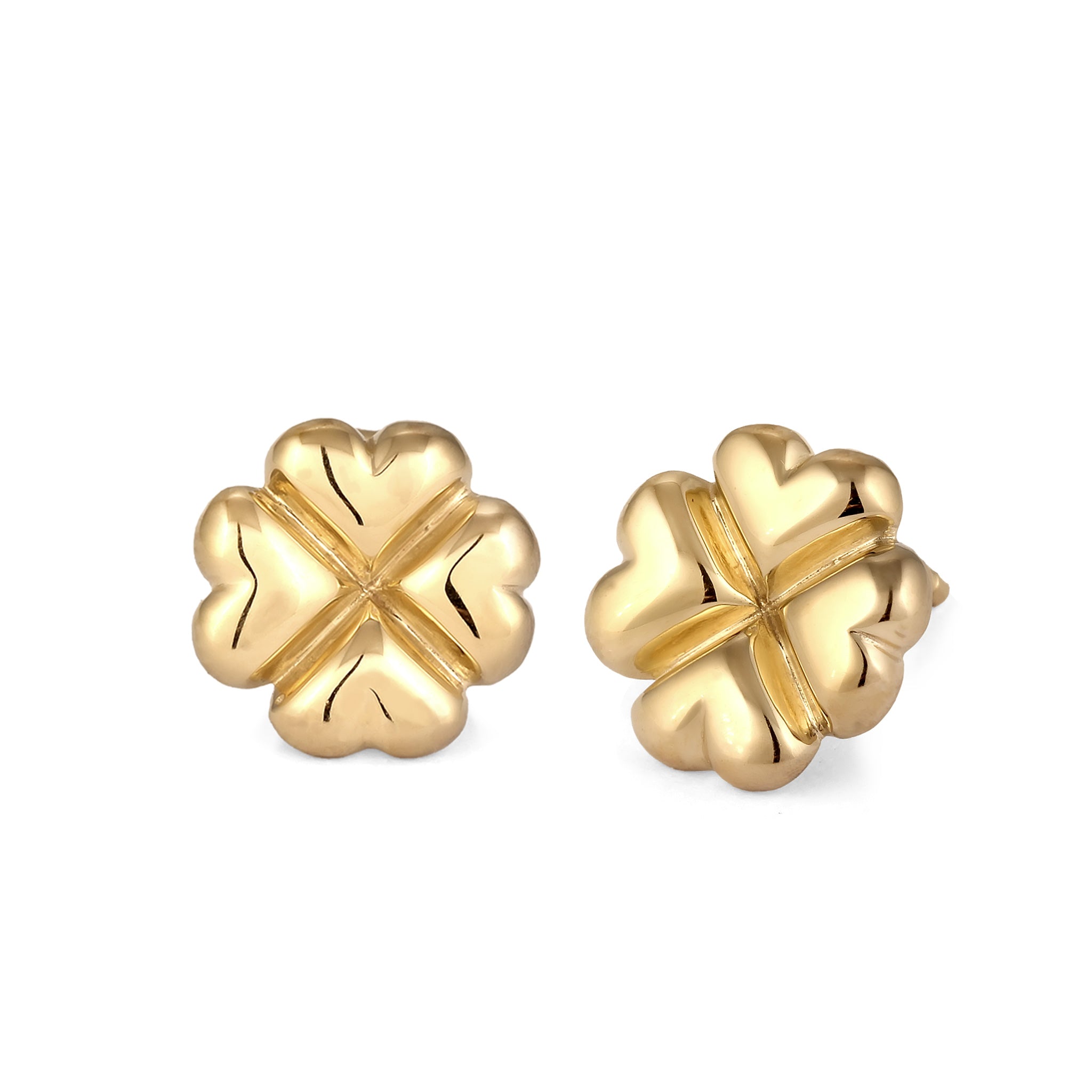 Gold Perhiasan Wanita Perak Asli Lapis Emas Anting Cloverleaf Hearts