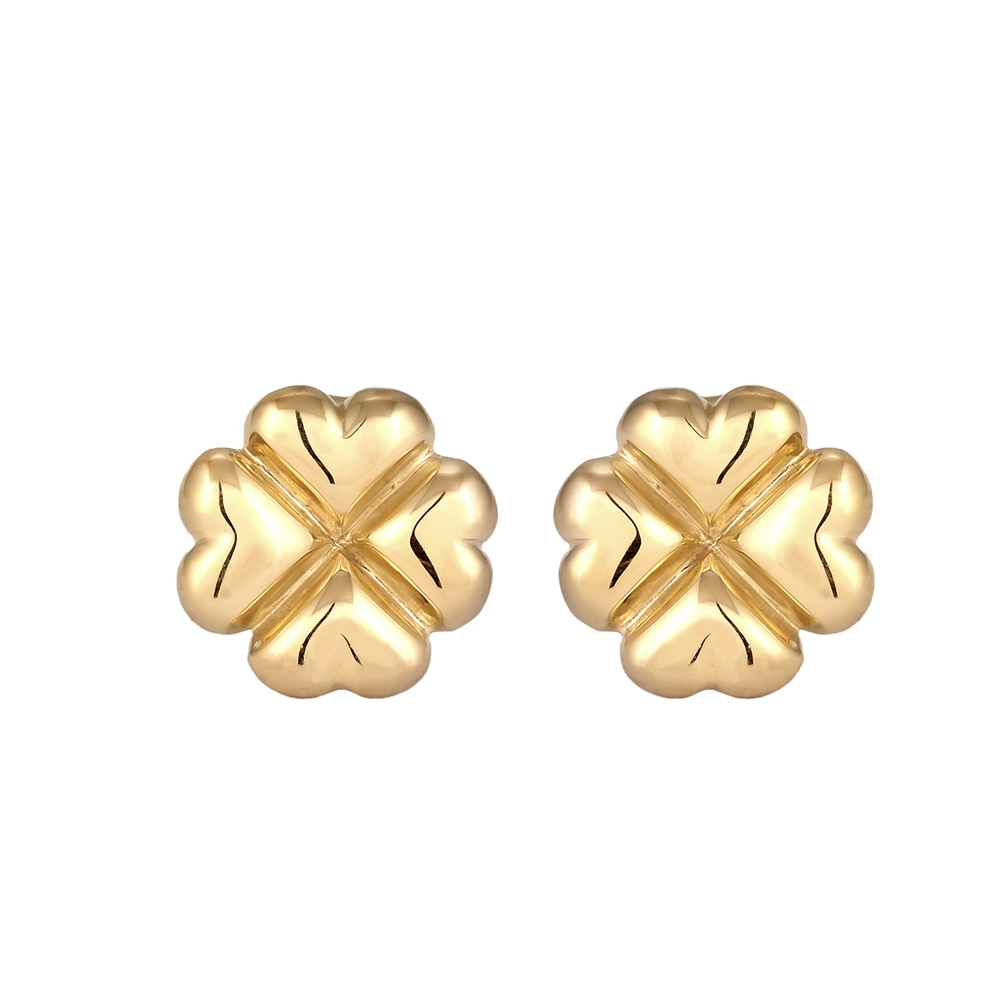 Gold Perhiasan Wanita Perak Asli Lapis Emas Anting Cloverleaf Hearts