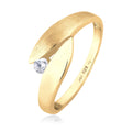 Gold - Elli | Twisted Zirconia Solitaire Ring 925 Silver Gold Plated