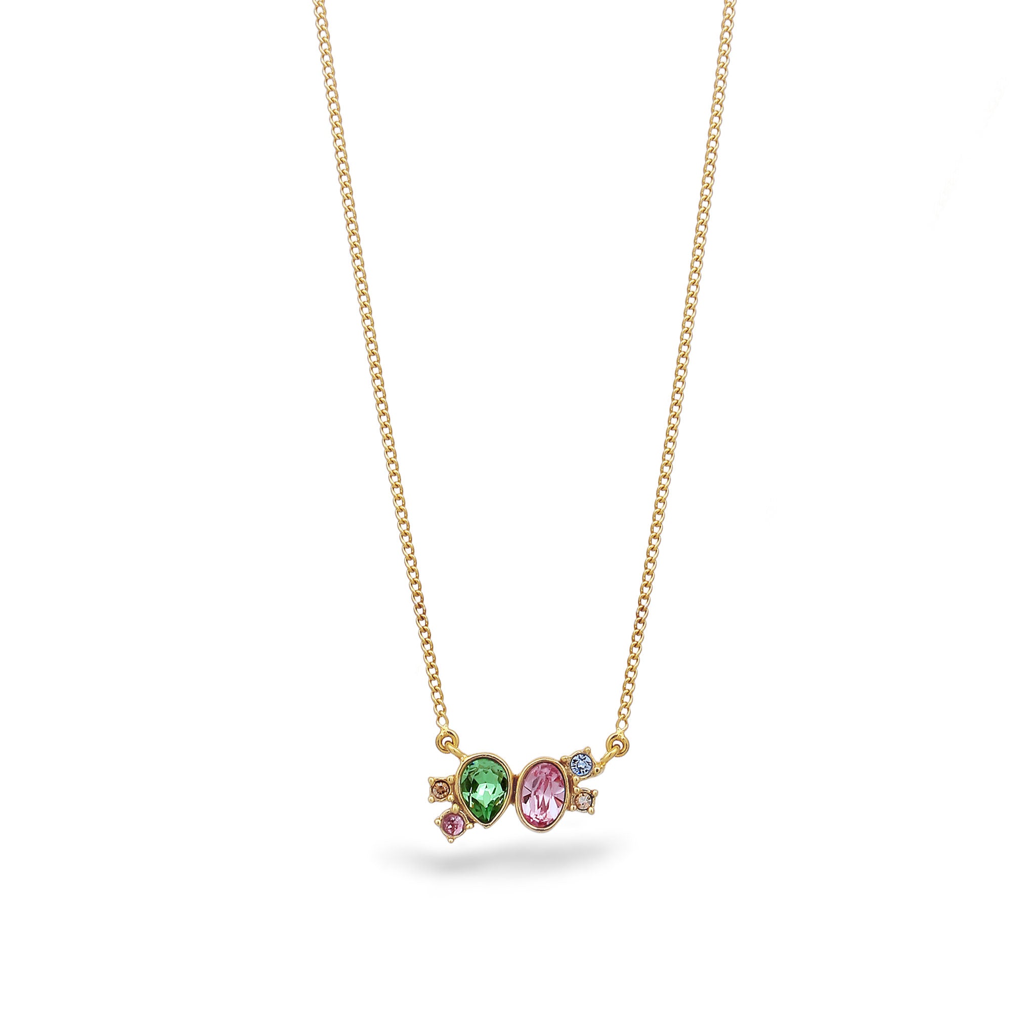 Gold Kalung Perhiasan Perak 925 Wanita Elegant Crystals Gold Plated