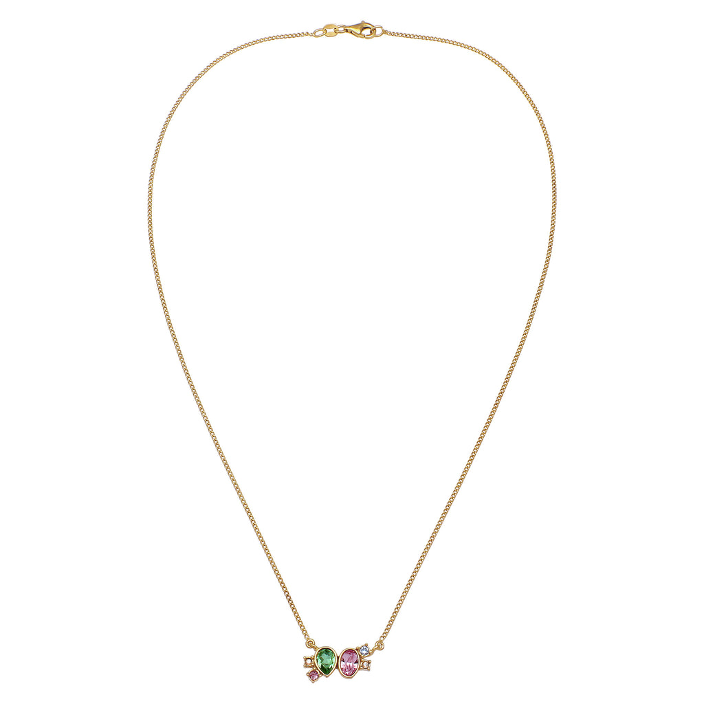 Gold Kalung Perhiasan Perak 925 Wanita Elegant Crystals Gold Plated