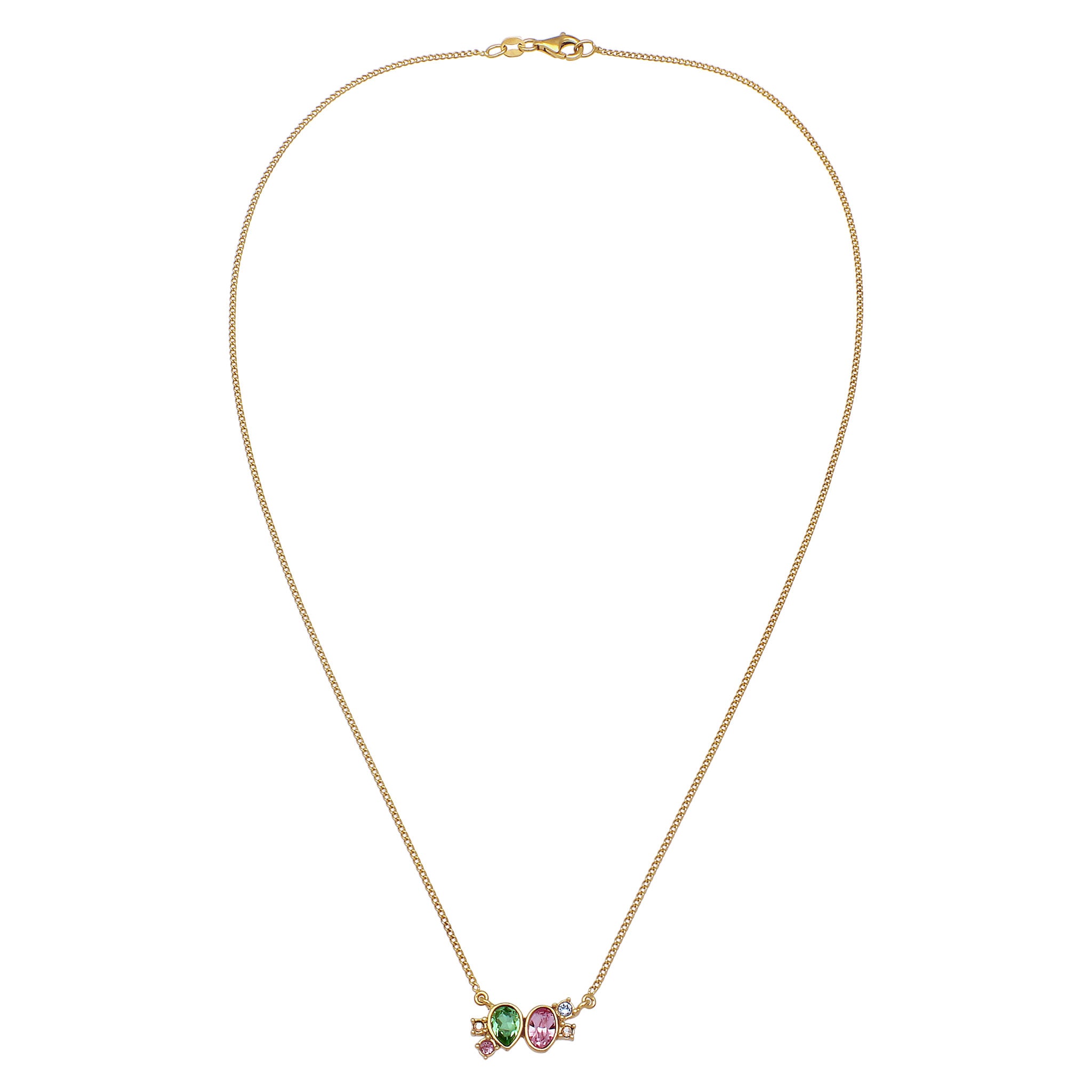 Gold Kalung Perhiasan Perak 925 Wanita Elegant Crystals Gold Plated
