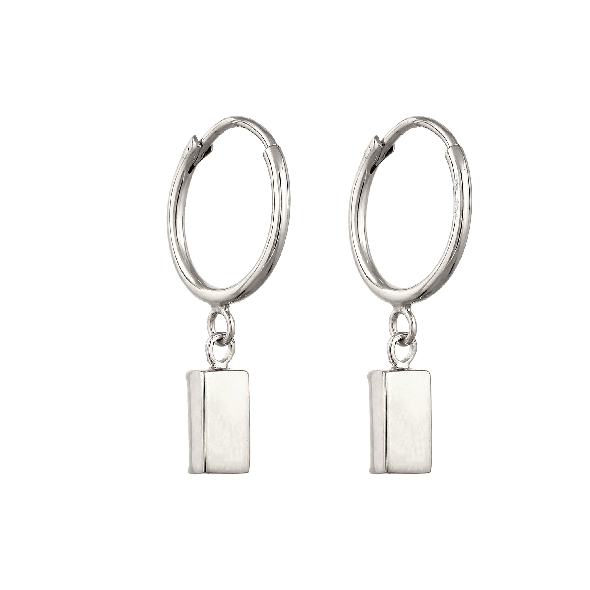 Silver Anting Perhiasan Perak 925 Wanita Creole Rectangle Blue Crystals